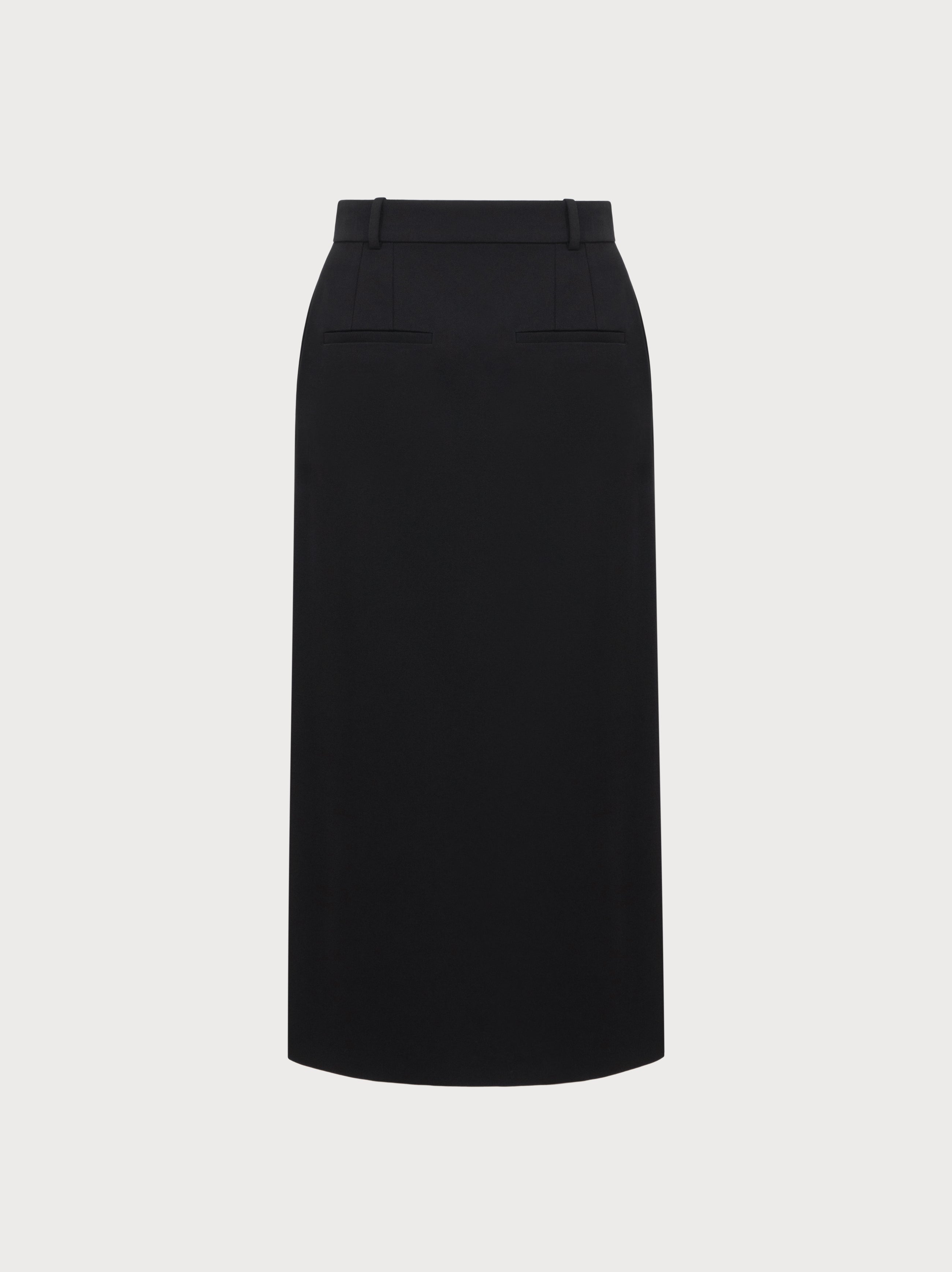 Black pencil skirt on a light gray background