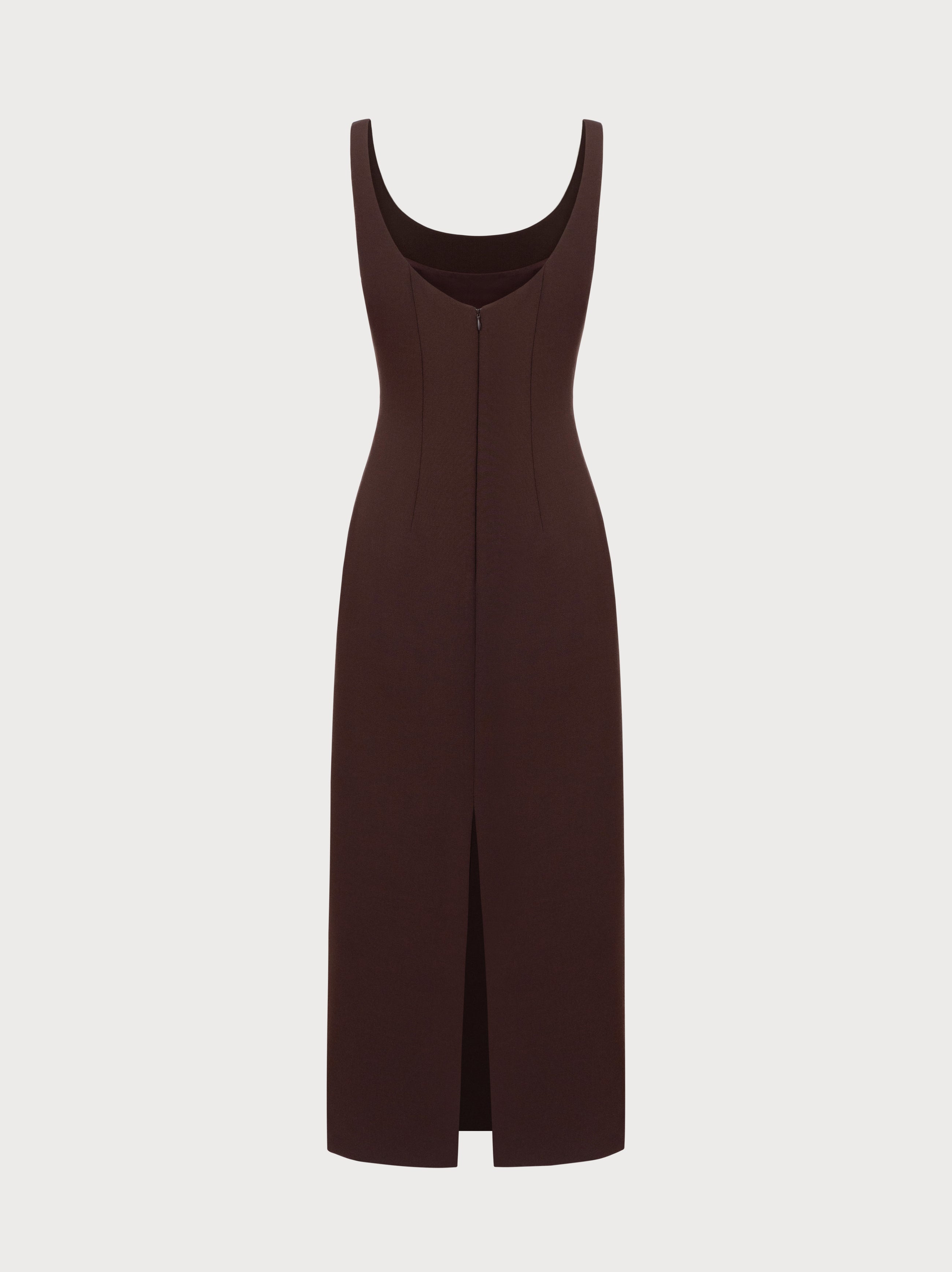 Aurora Dress in Brown Virgin Wool