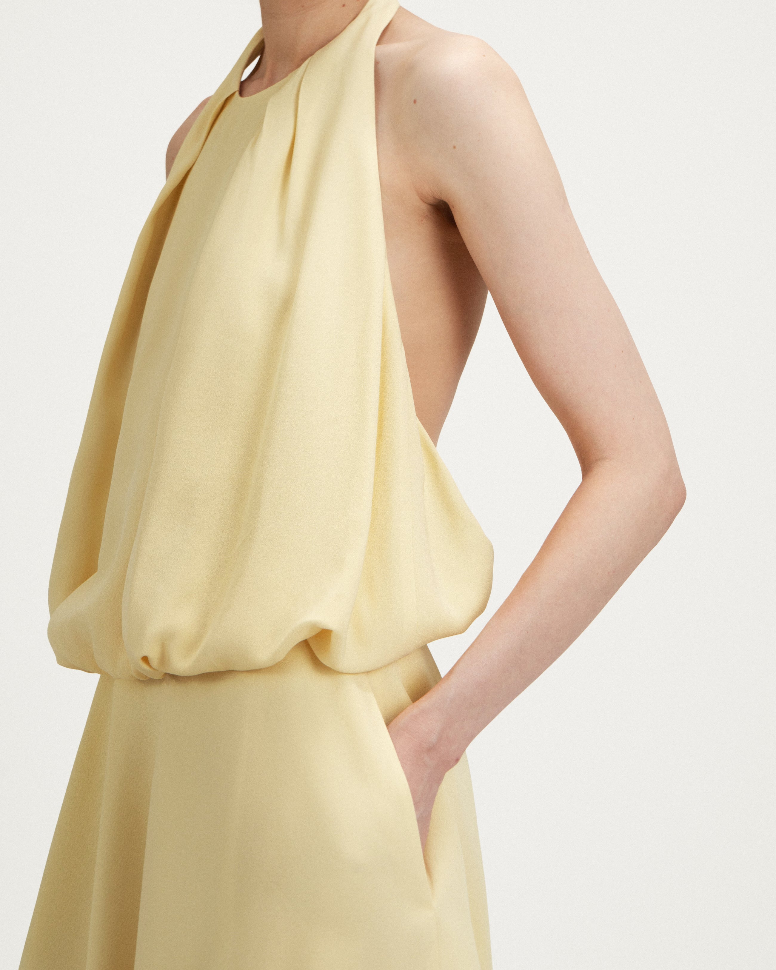 Camille Dress in Yellow Crepe
