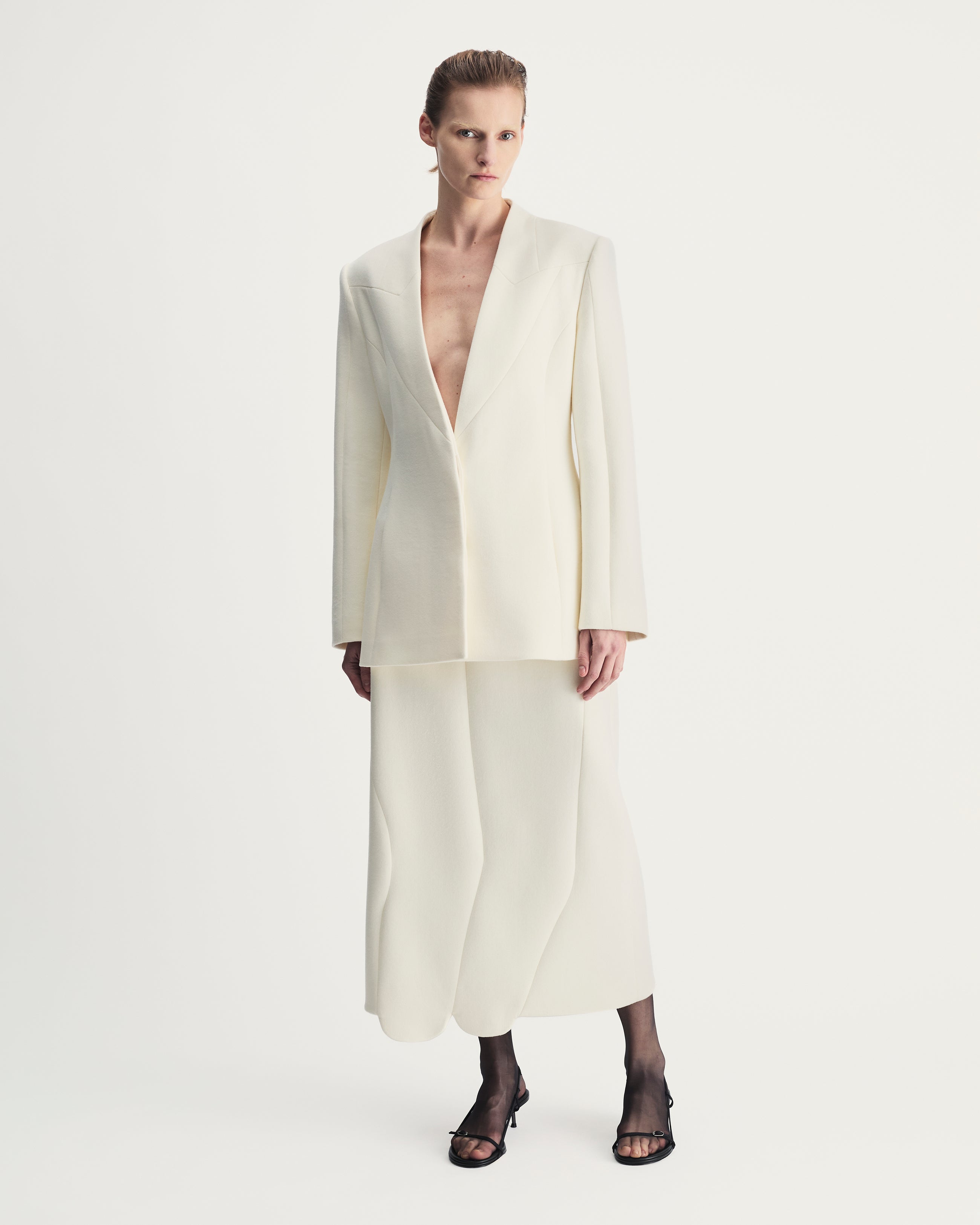 Helena Blazer in Ivory Virgin Wool