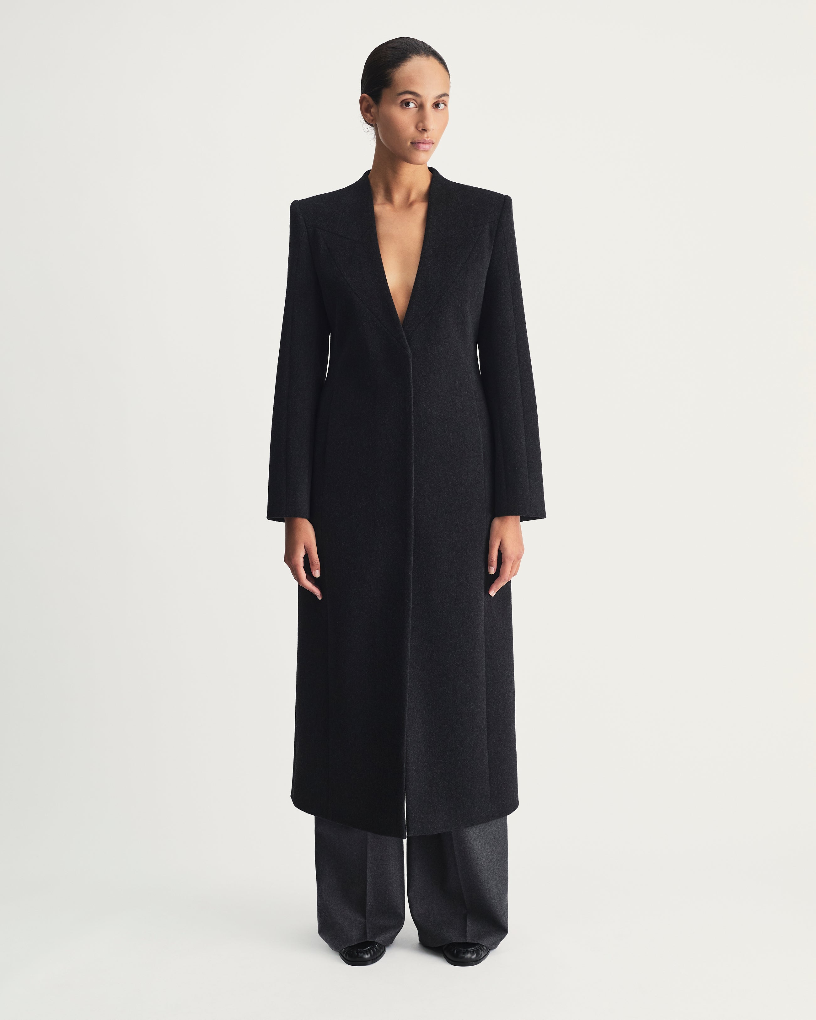 Helena Coat in Grey Virgin Wool