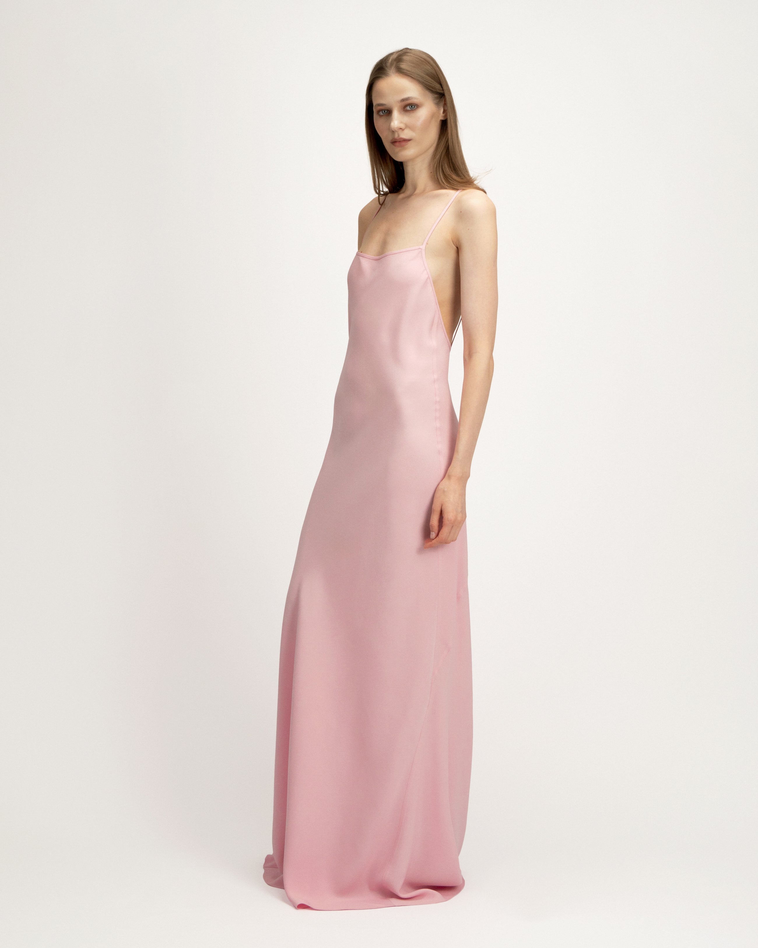 Laura Dress in Pink Crepe