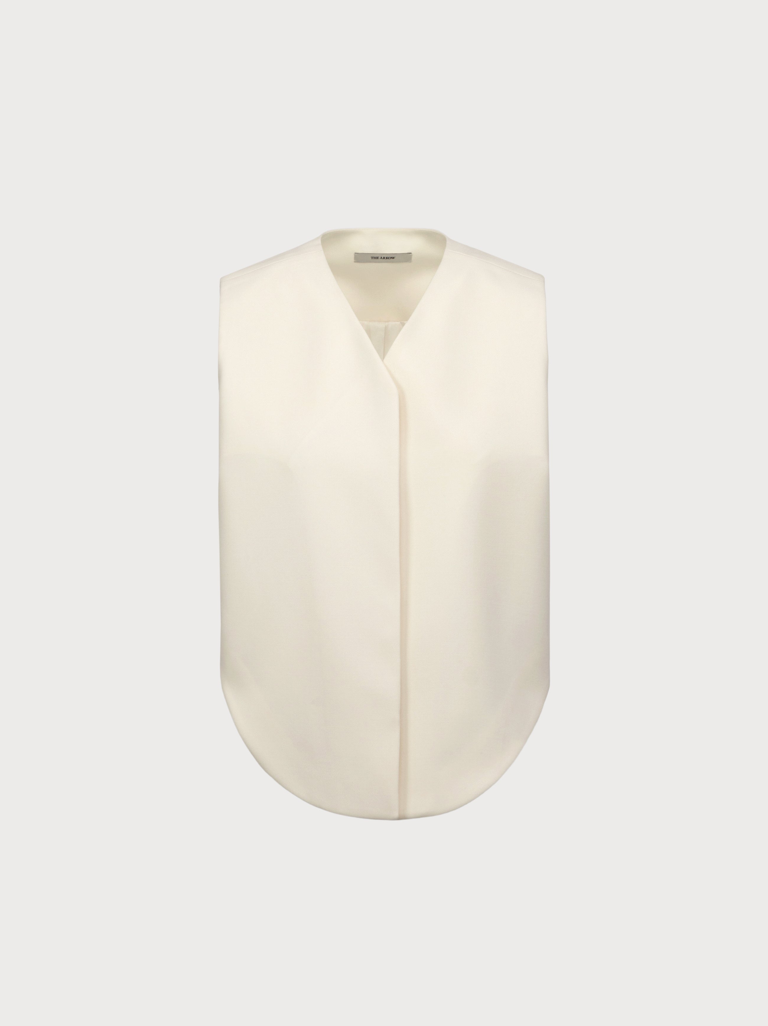 White vest with a collar on a light gray background