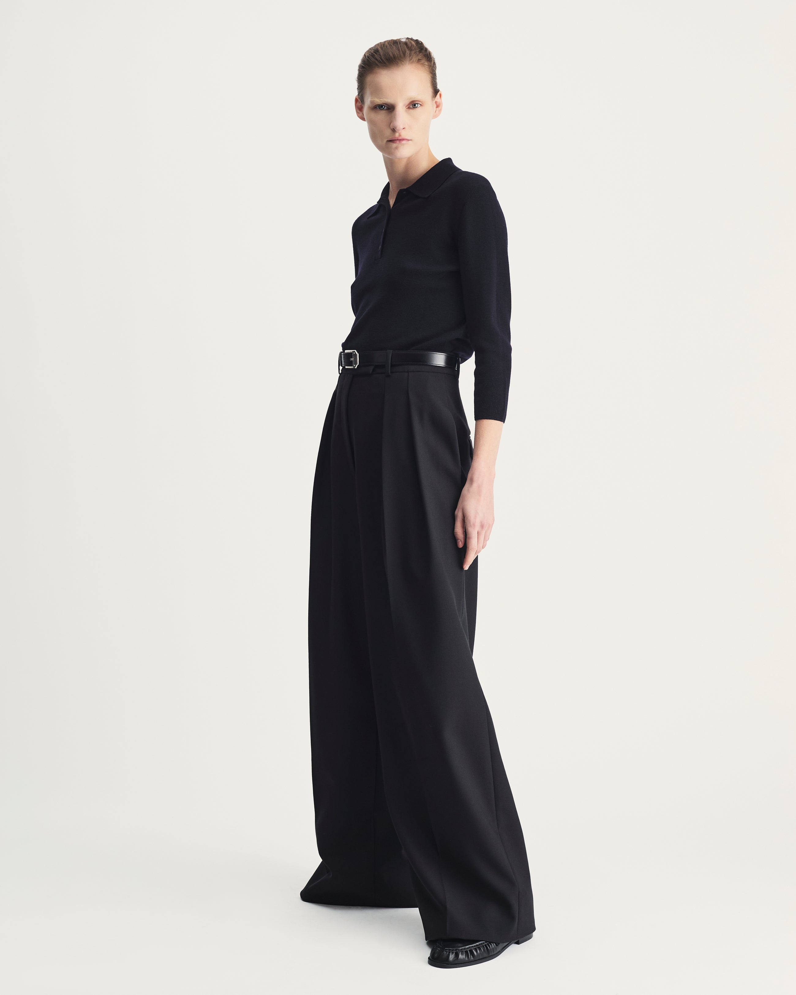 Mara Trousers in Black Virgin Wool and Mohair