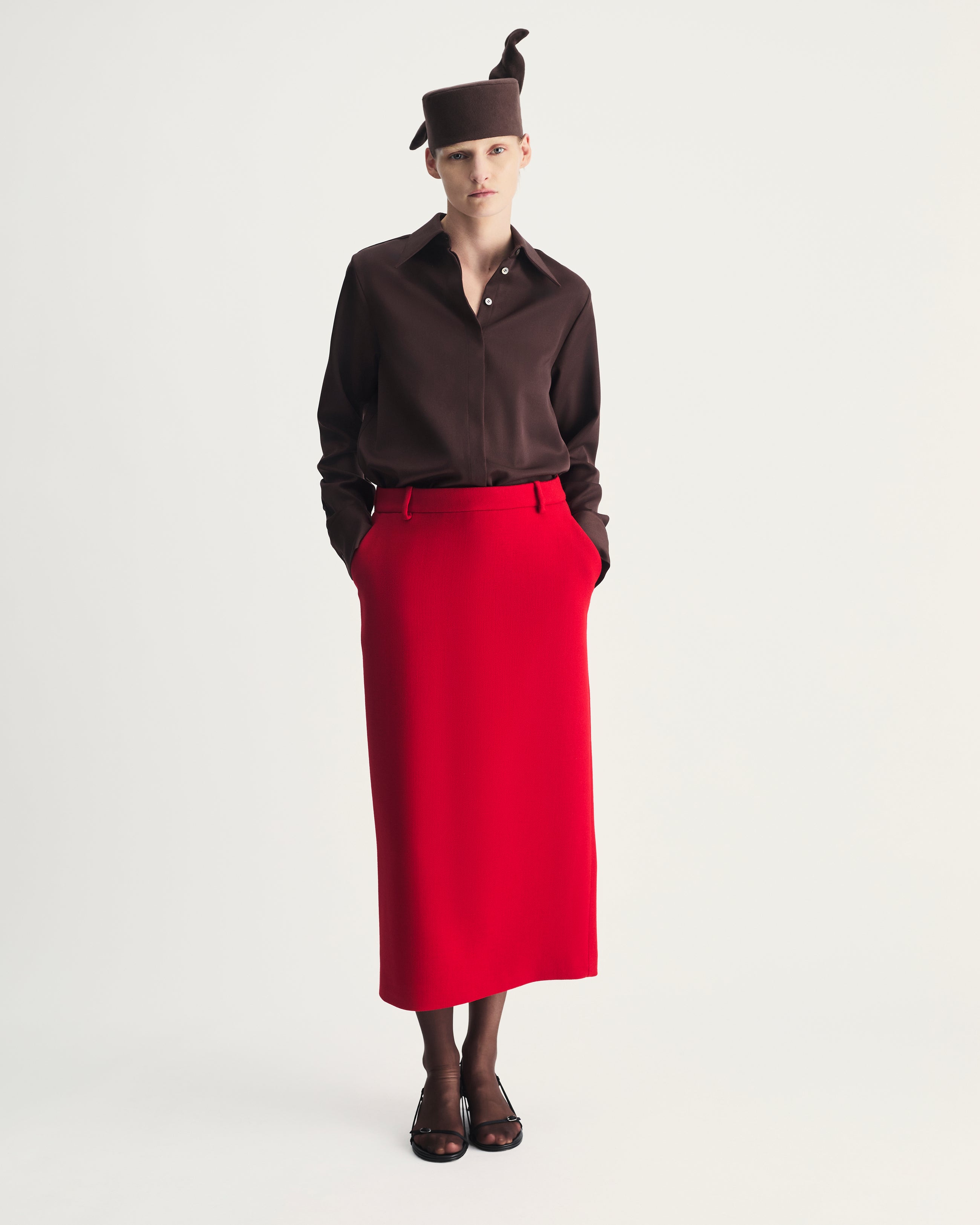 Nadia Skirt in Red Virgin Wool