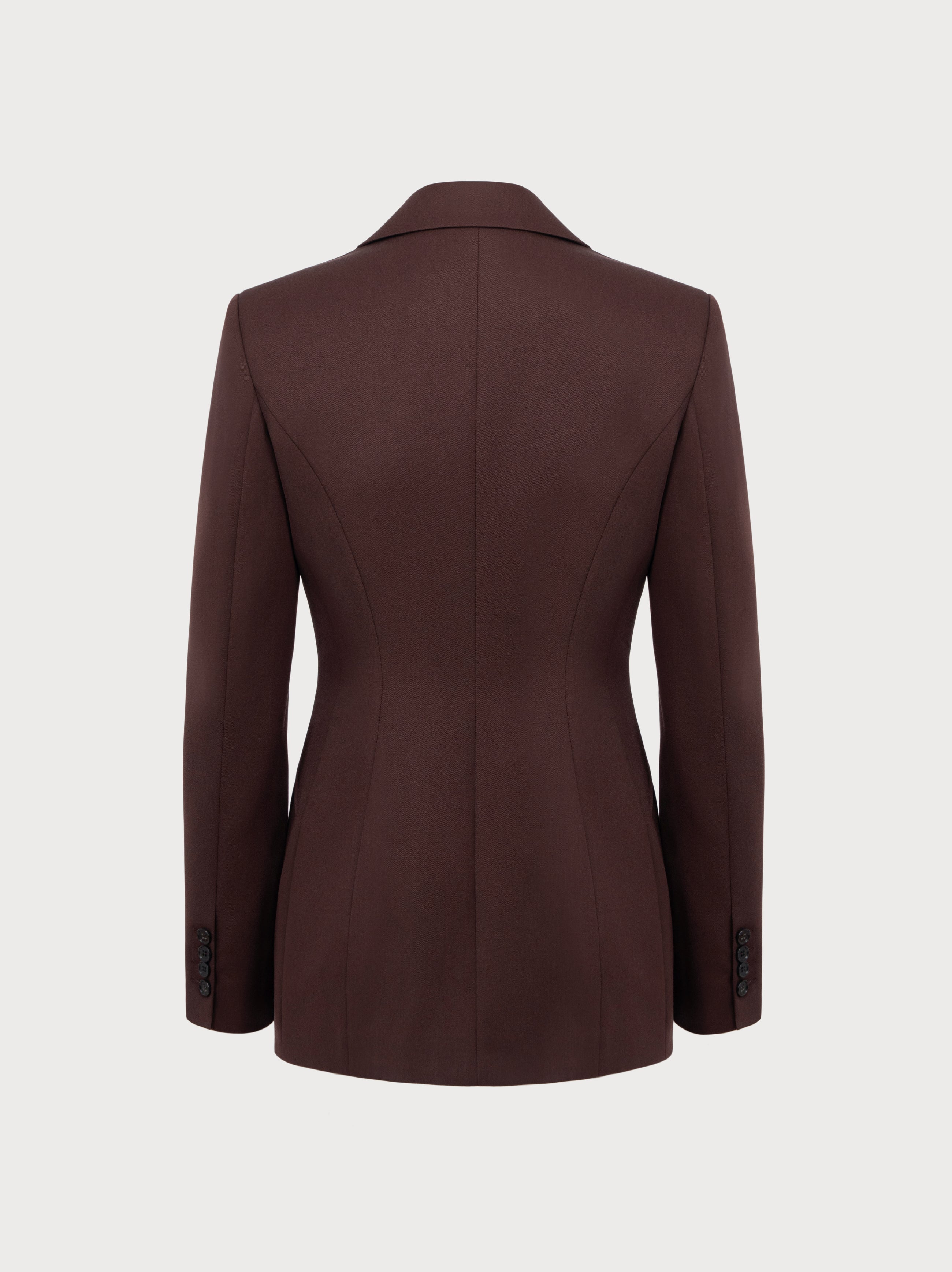 Brown blazer on a light gray background