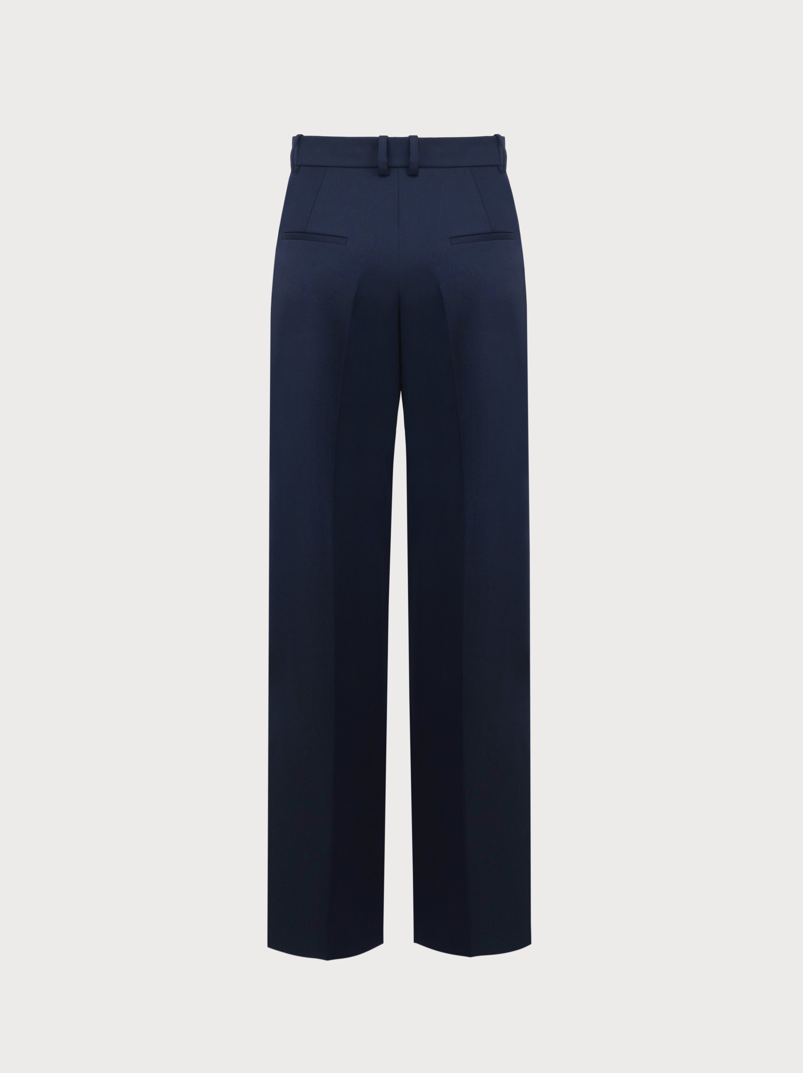 Navy blue pants on a light gray background