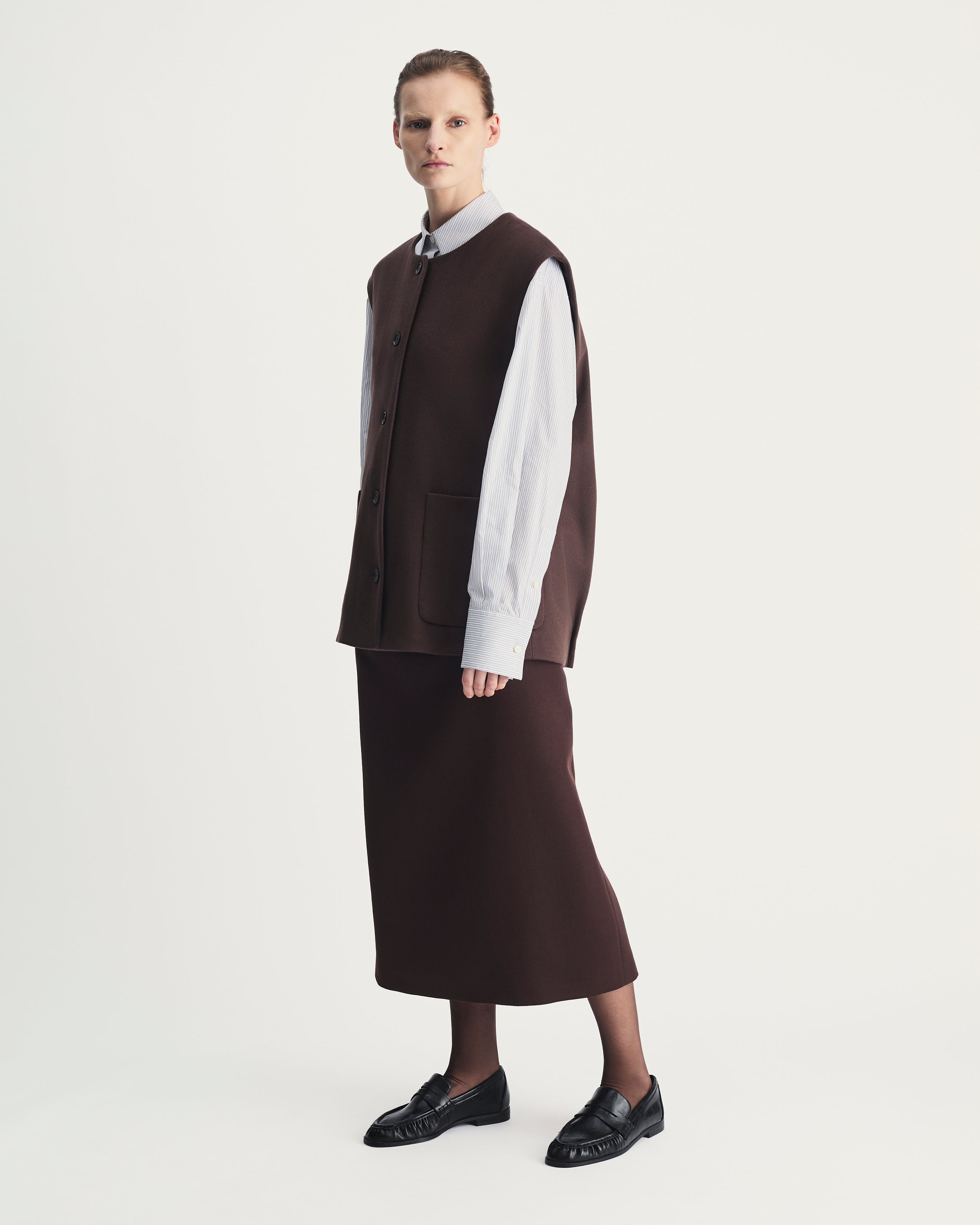 Remi Vest in Brown Virgin Wool