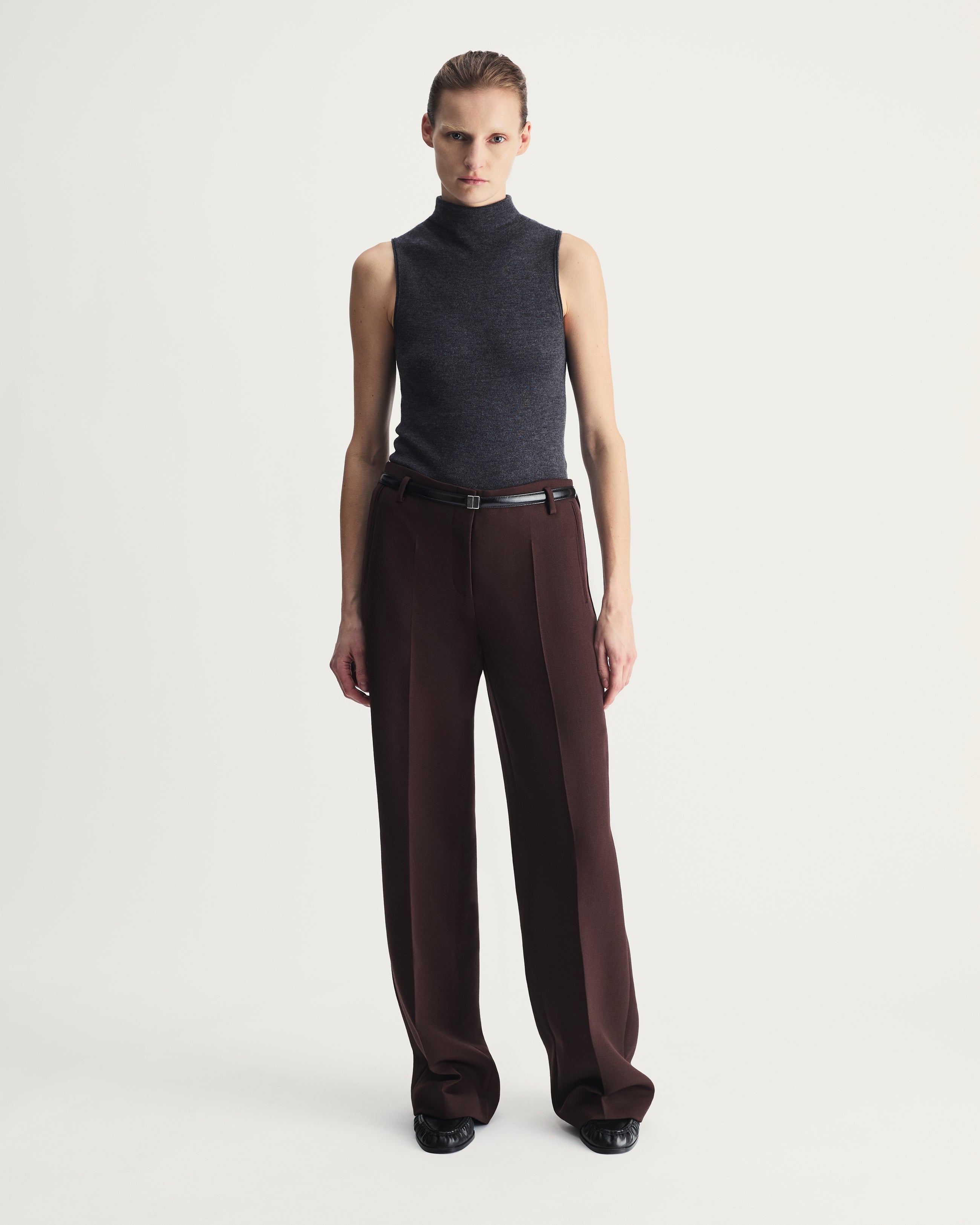Serena Trousers in Brown Virgin Wool