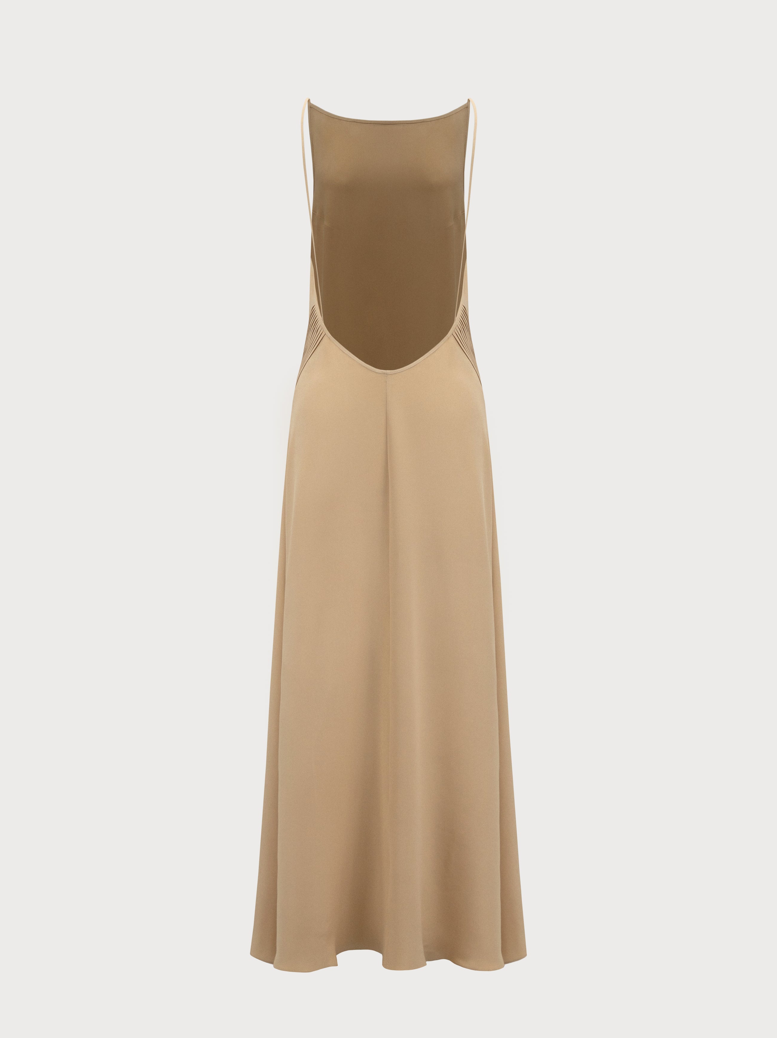 Vera Dress in Beige Silk