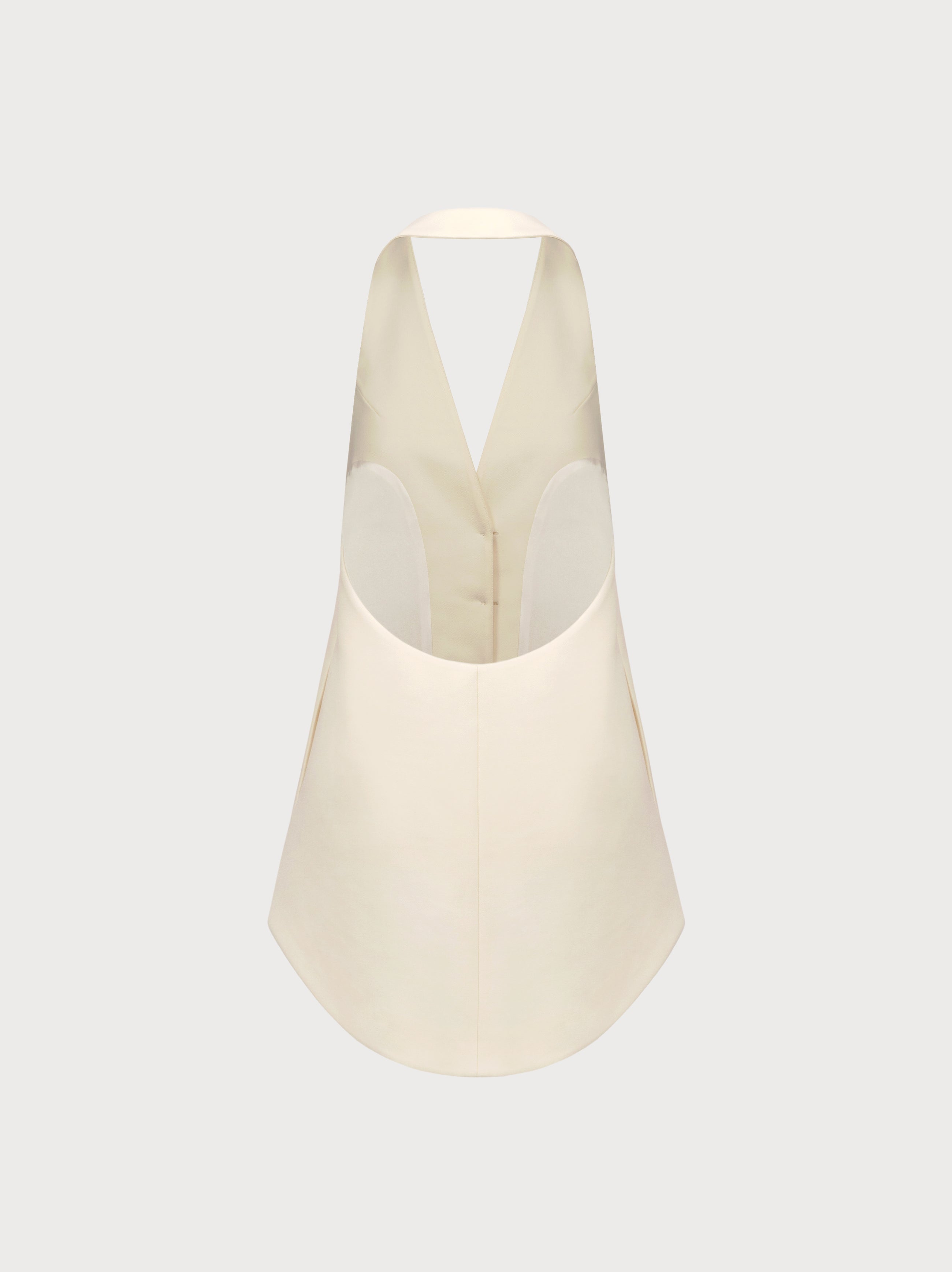 Beige halter top on a light gray background