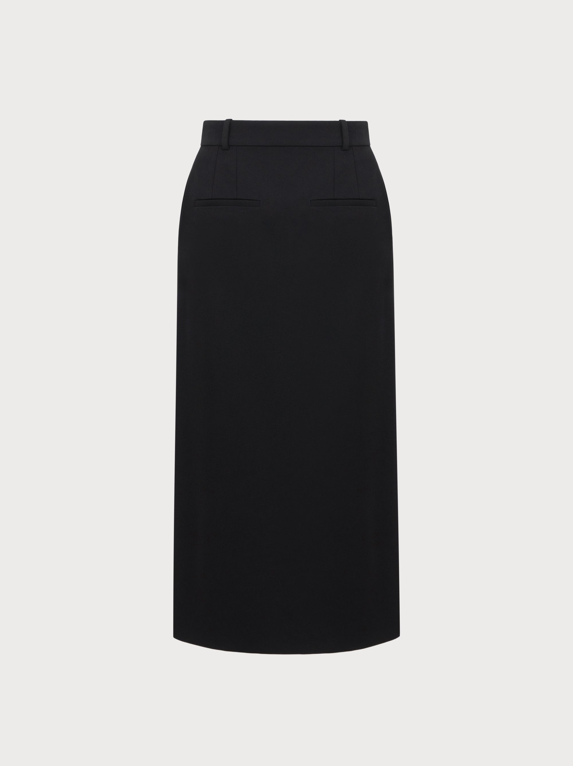 Black pencil skirt on a light gray background
