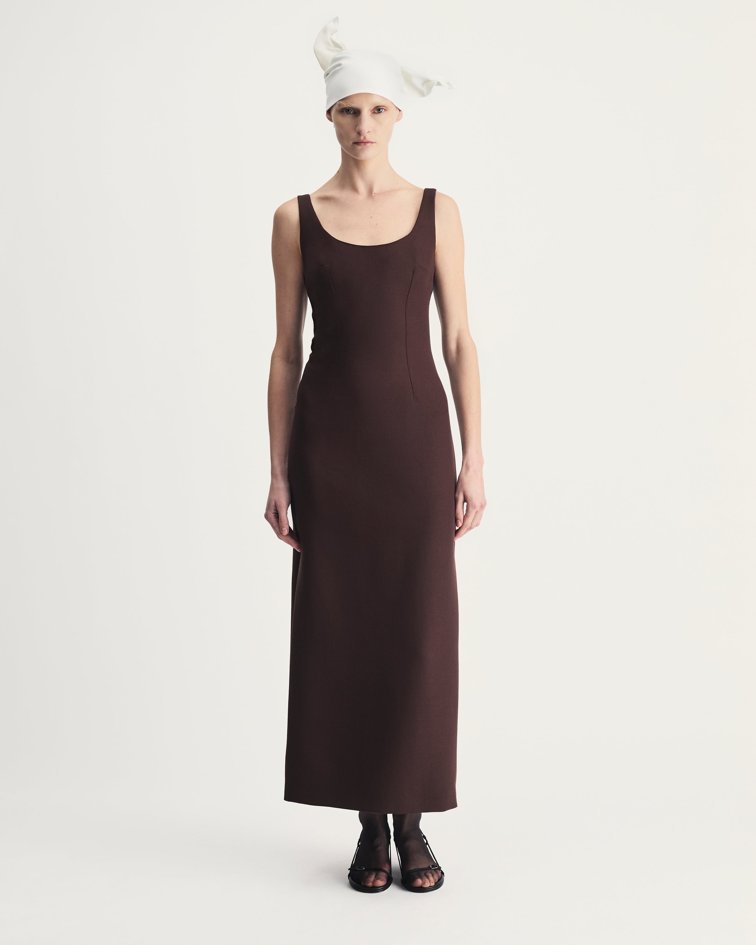 Aurora Dress in Brown Virgin Wool
