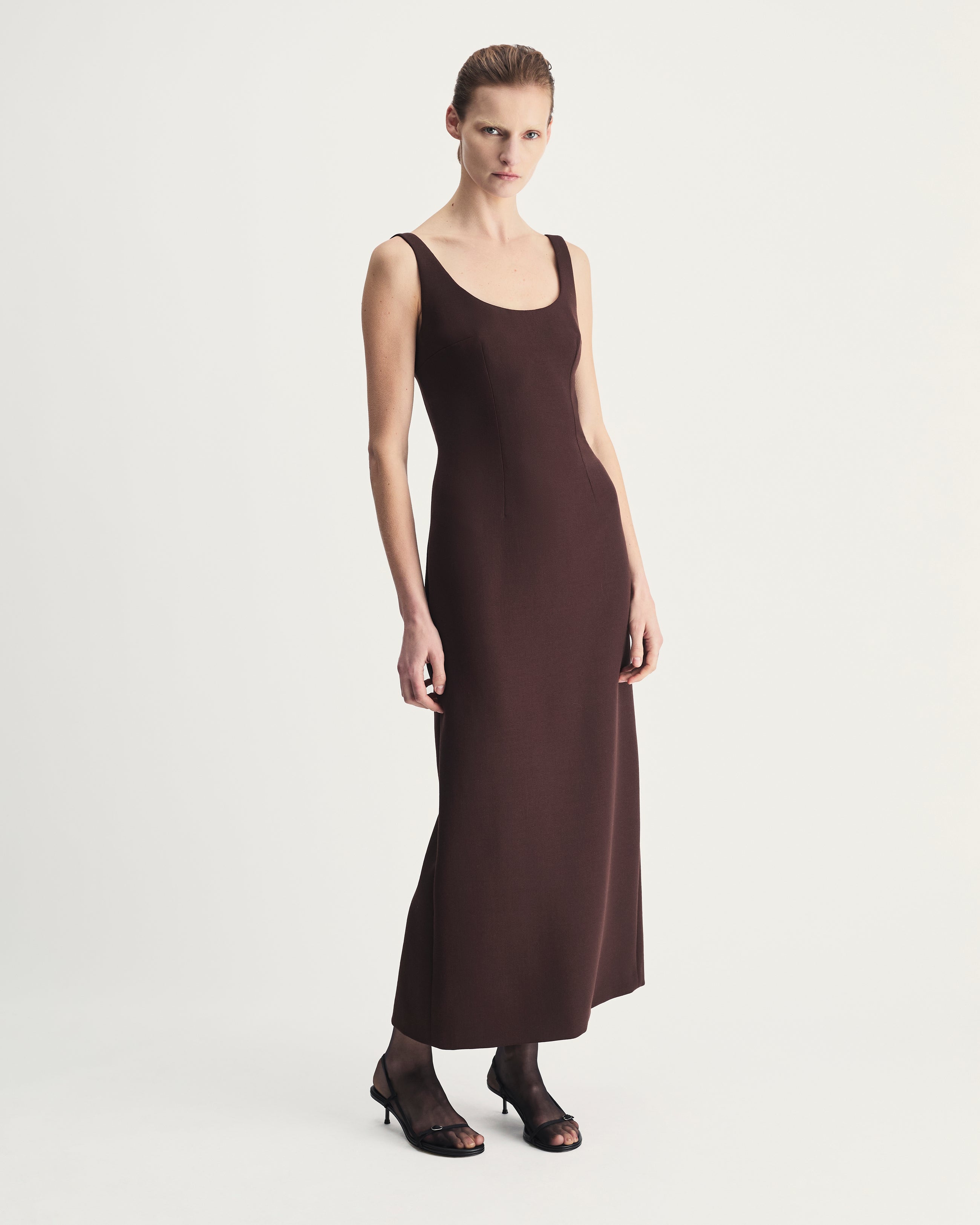 Aurora Dress in Brown Virgin Wool