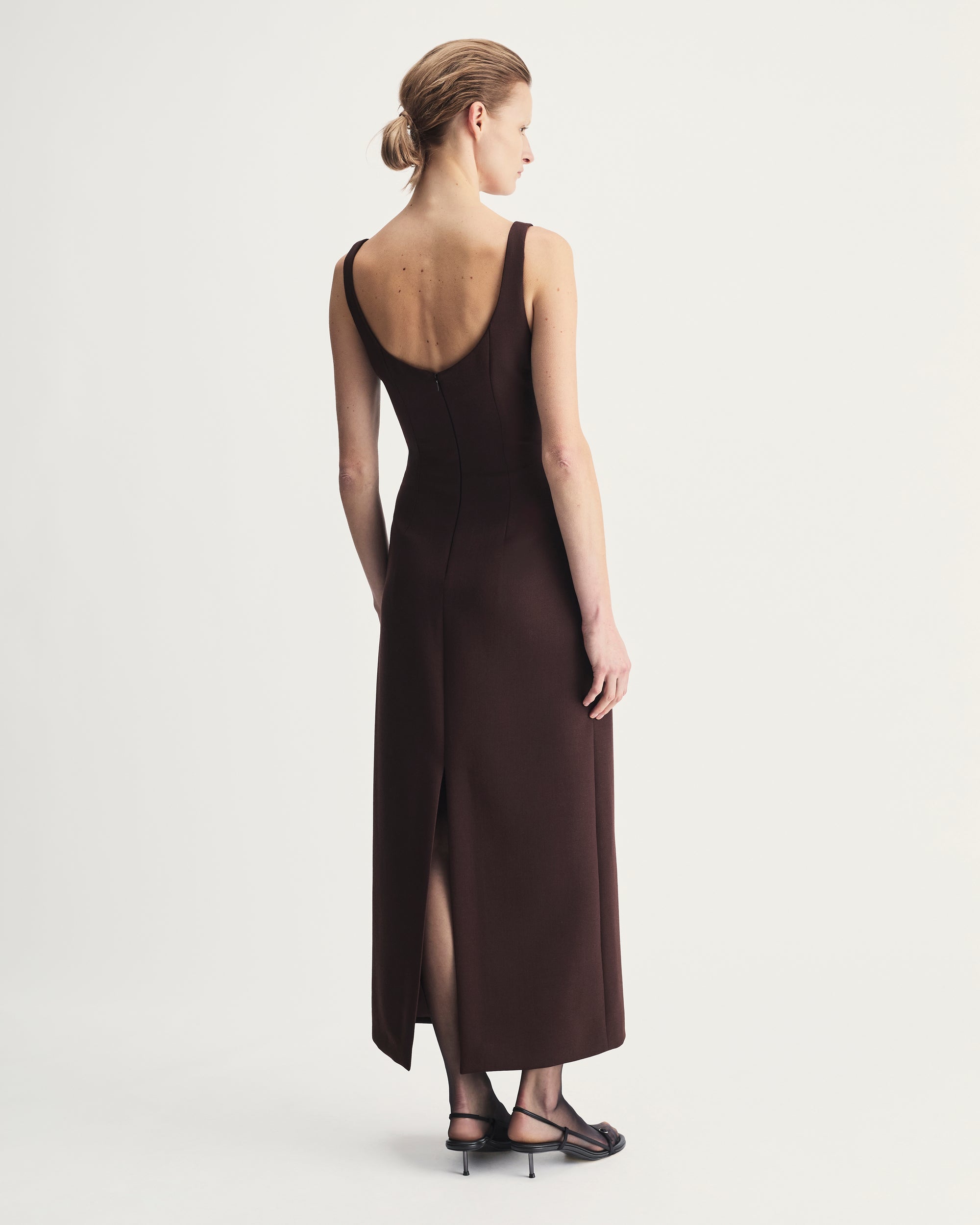 Aurora Dress in Brown Virgin Wool