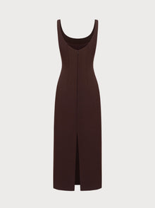Aurora Dress in Brown Virgin Wool