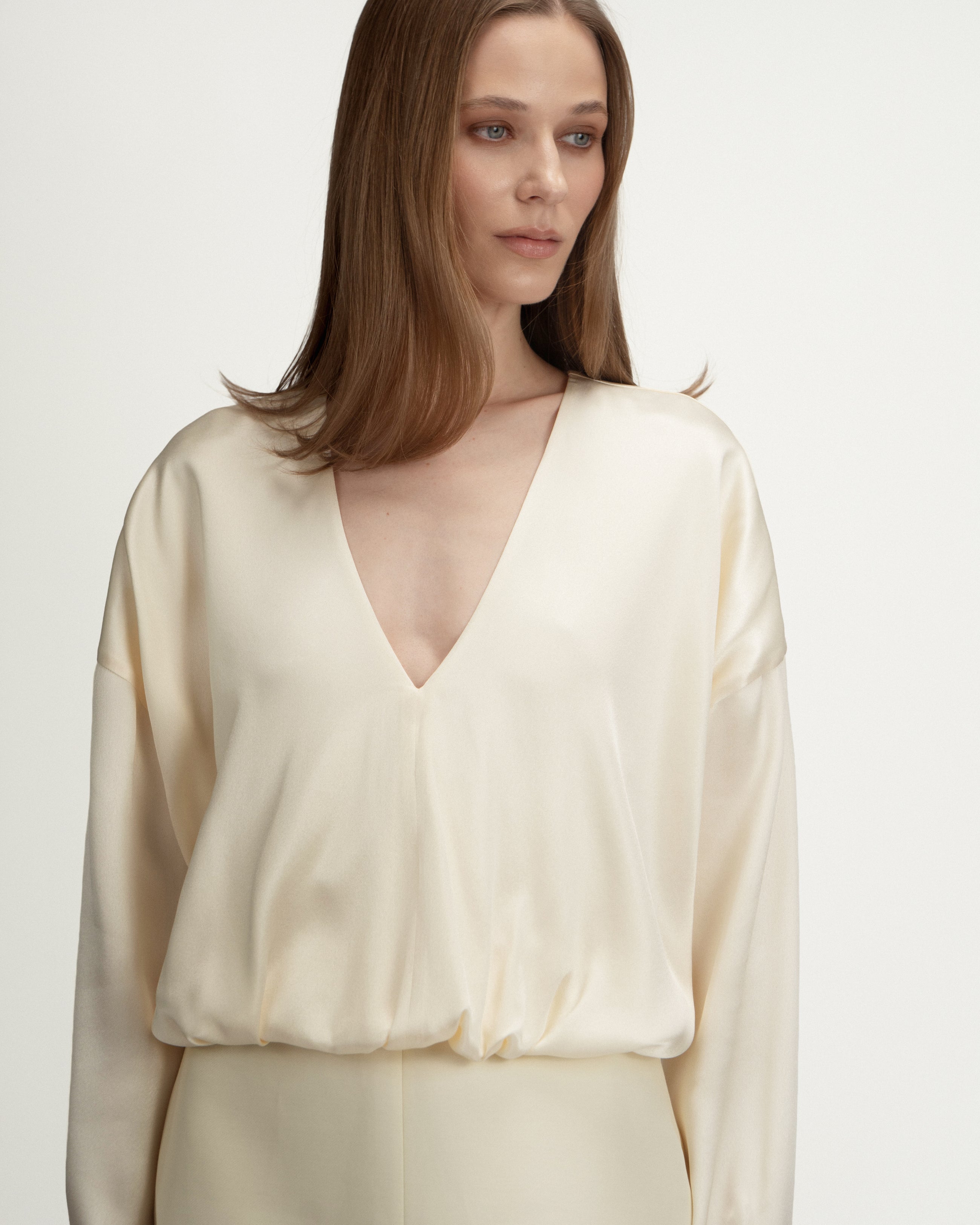 Aurora Dress in Ivory Silk Blend