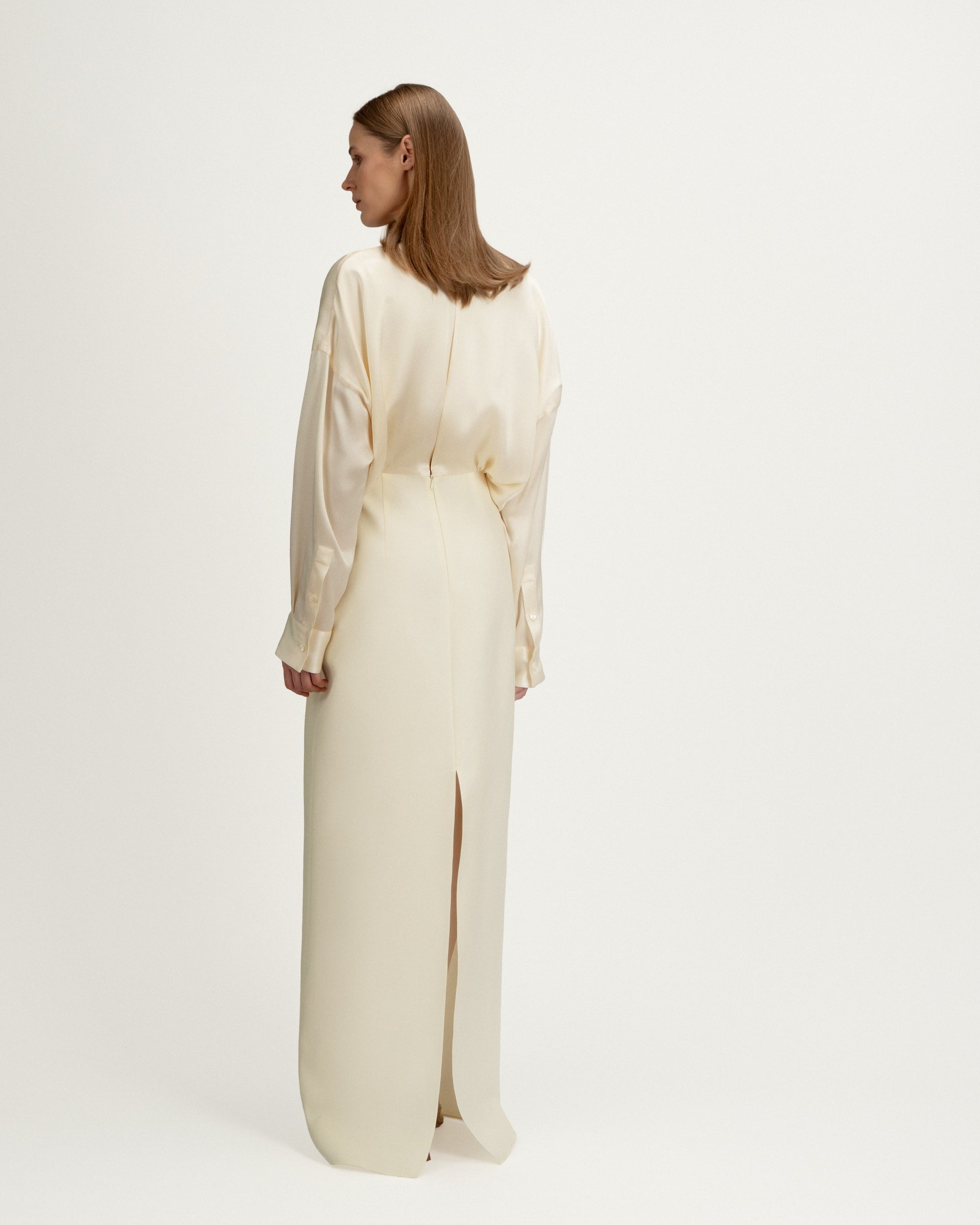 Aurora Dress in Ivory Silk Blend
