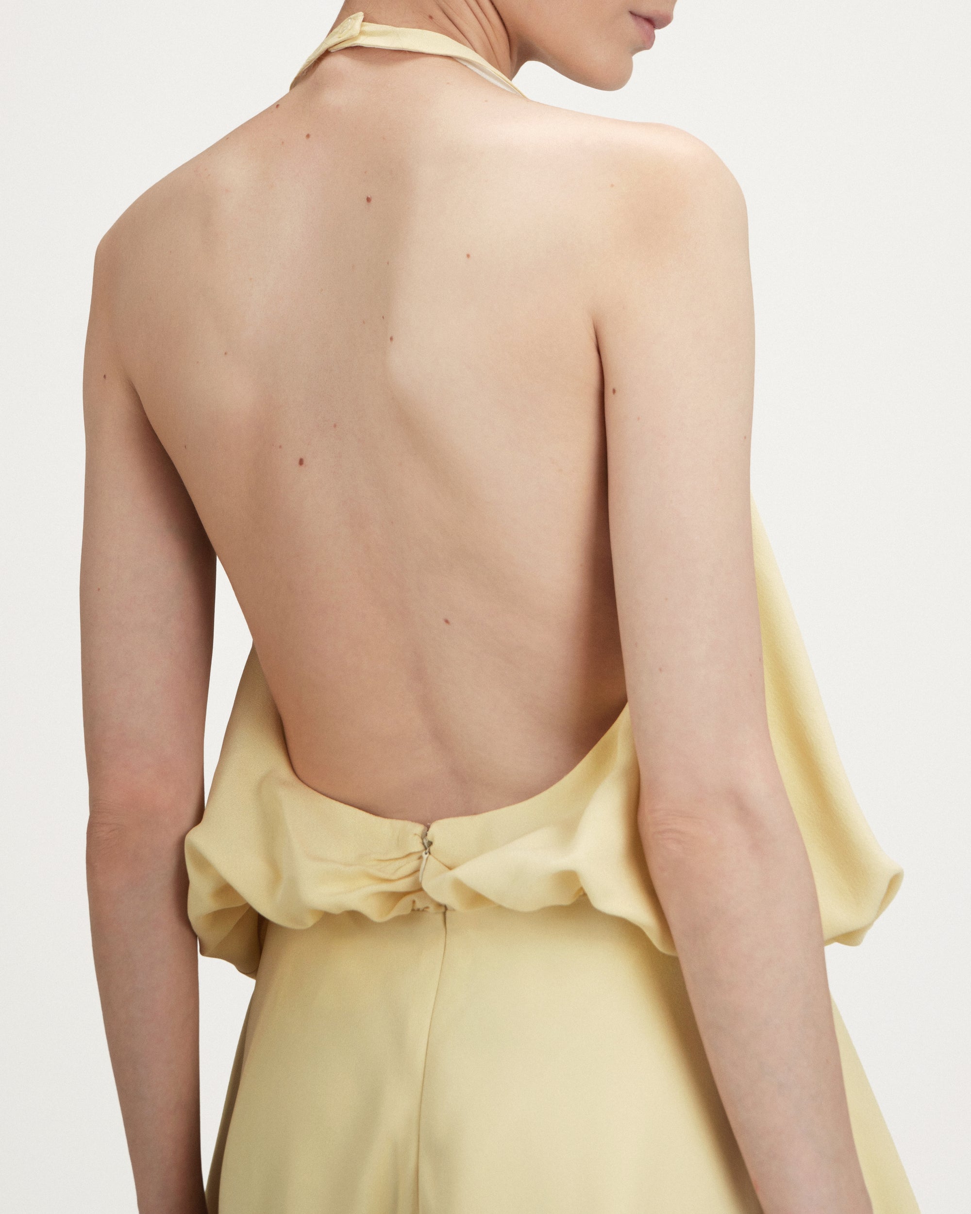 Camille Dress in Yellow Crepe