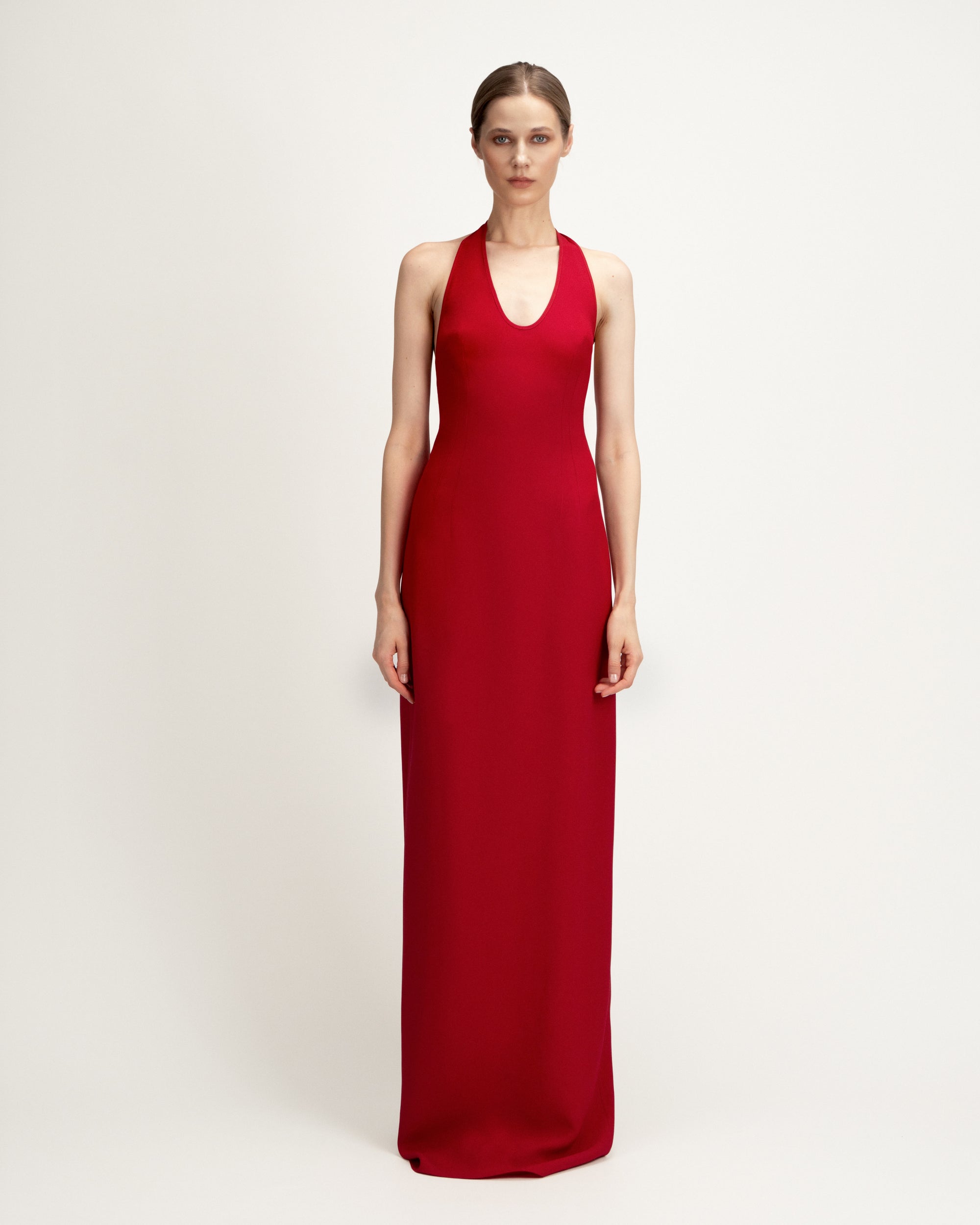 Cara Dress in Red Crepe