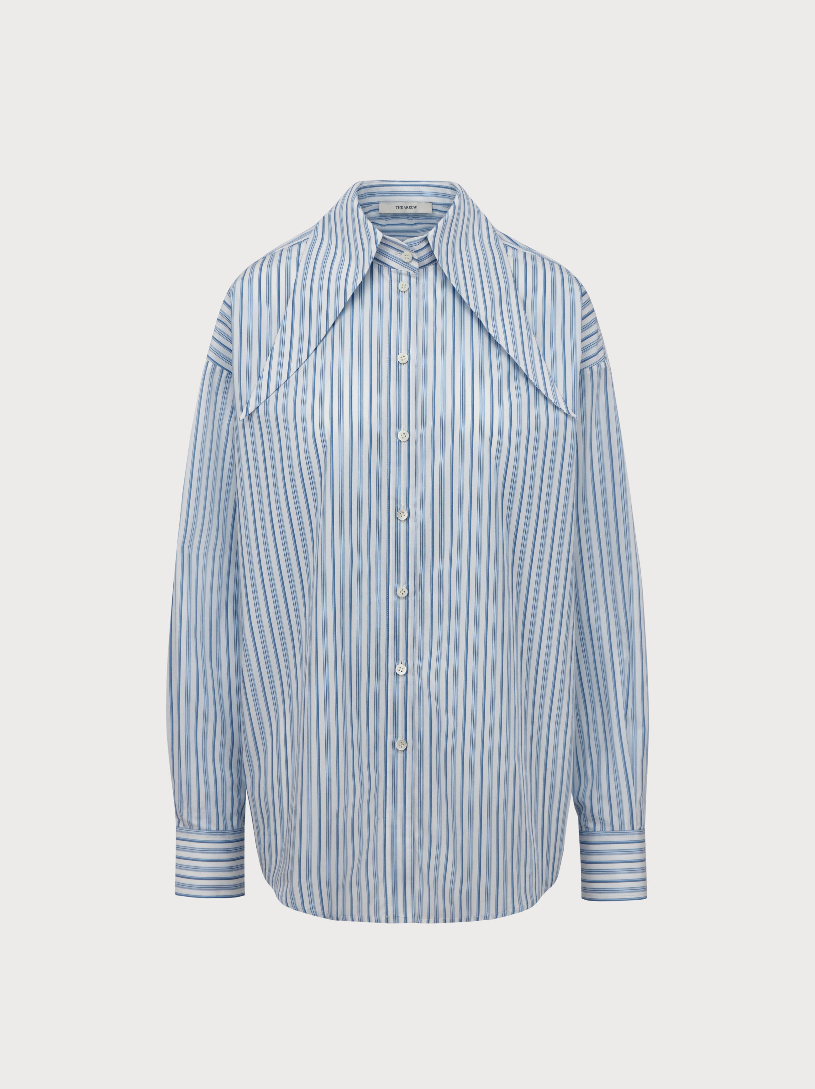 Eve Shirt in Blue Striped Cotton