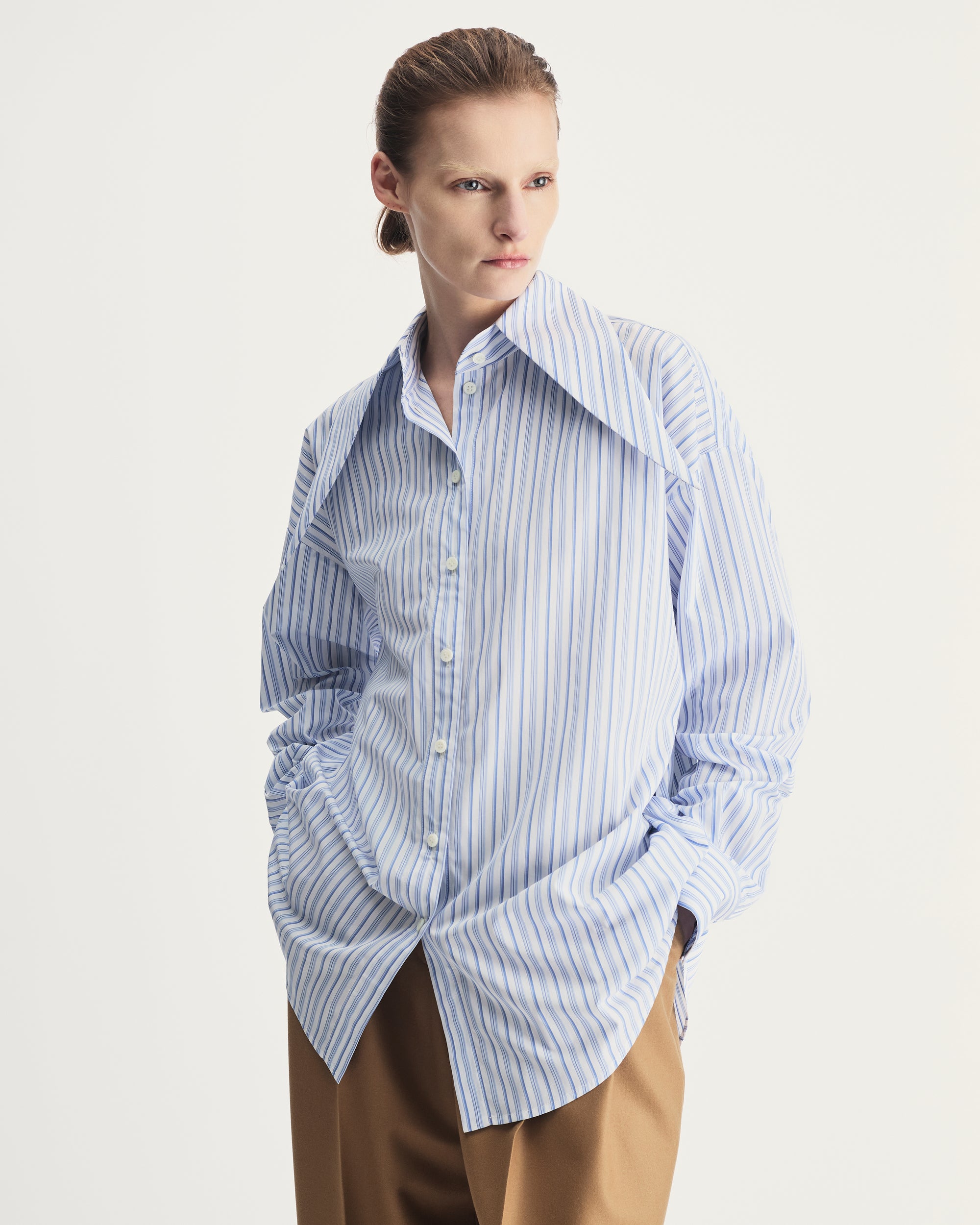 Eve Shirt in Blue Striped Cotton