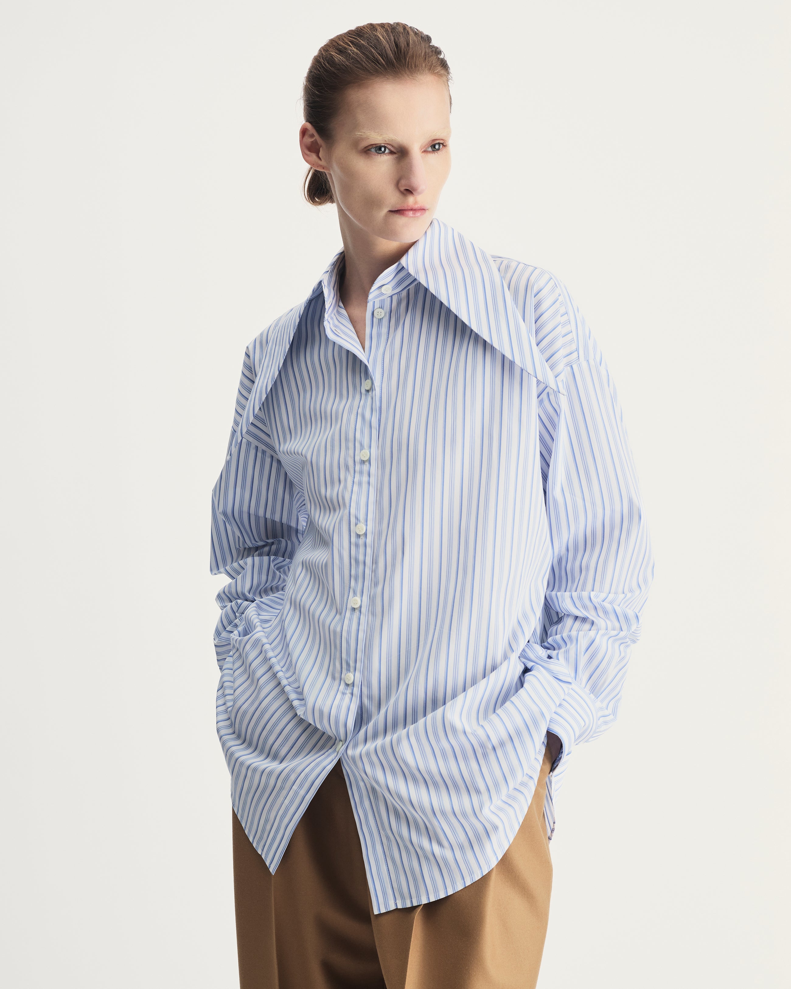 Eve Shirt in Blue Striped Cotton
