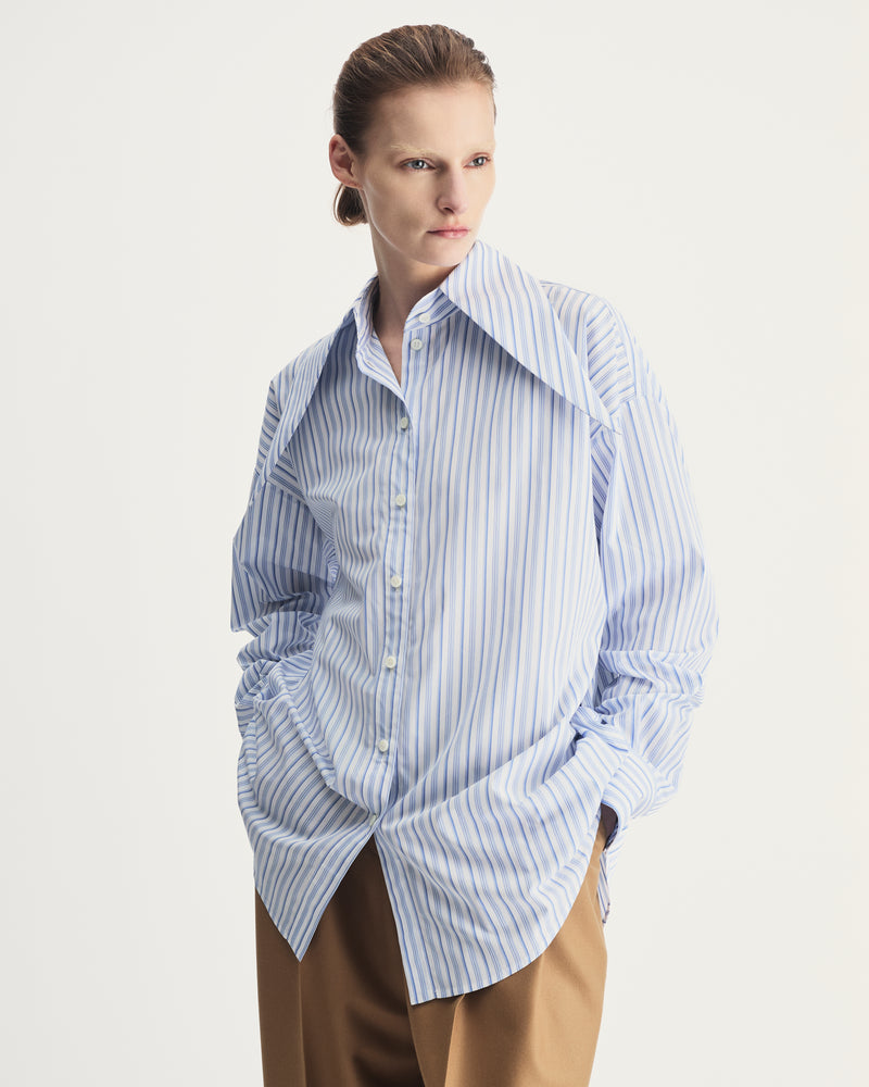 Eve Shirt in Blue Striped Cotton