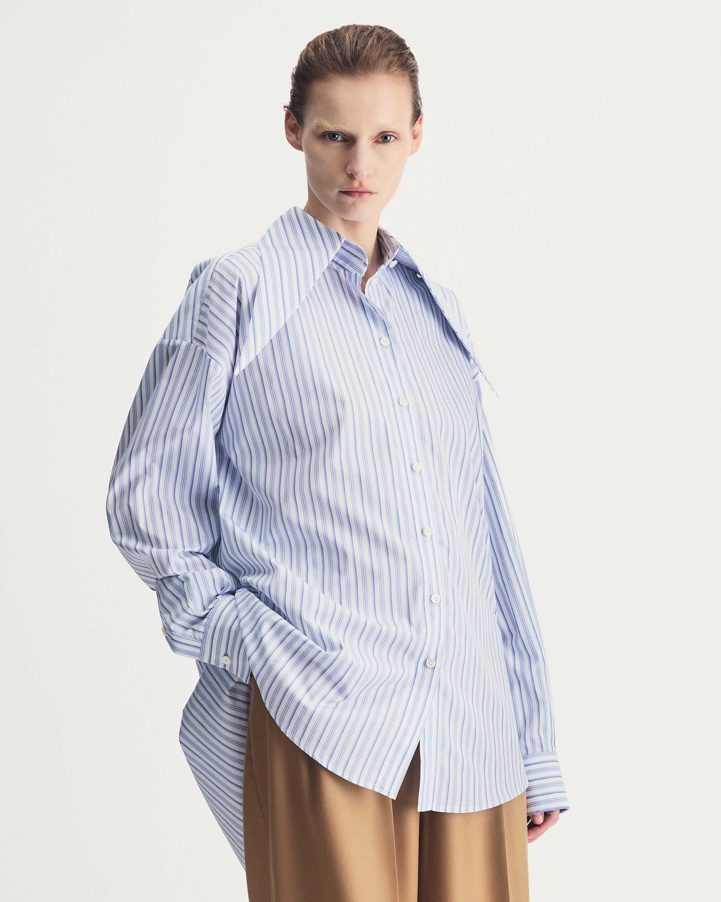 Eve Shirt in Blue Striped Cotton