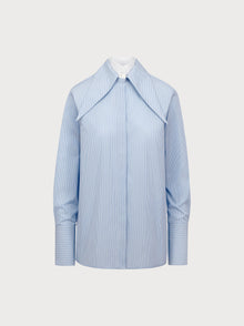 Light blue shirt with a collar on a white background