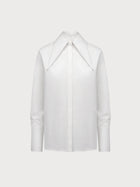 White blouse with a collar on a light gray background