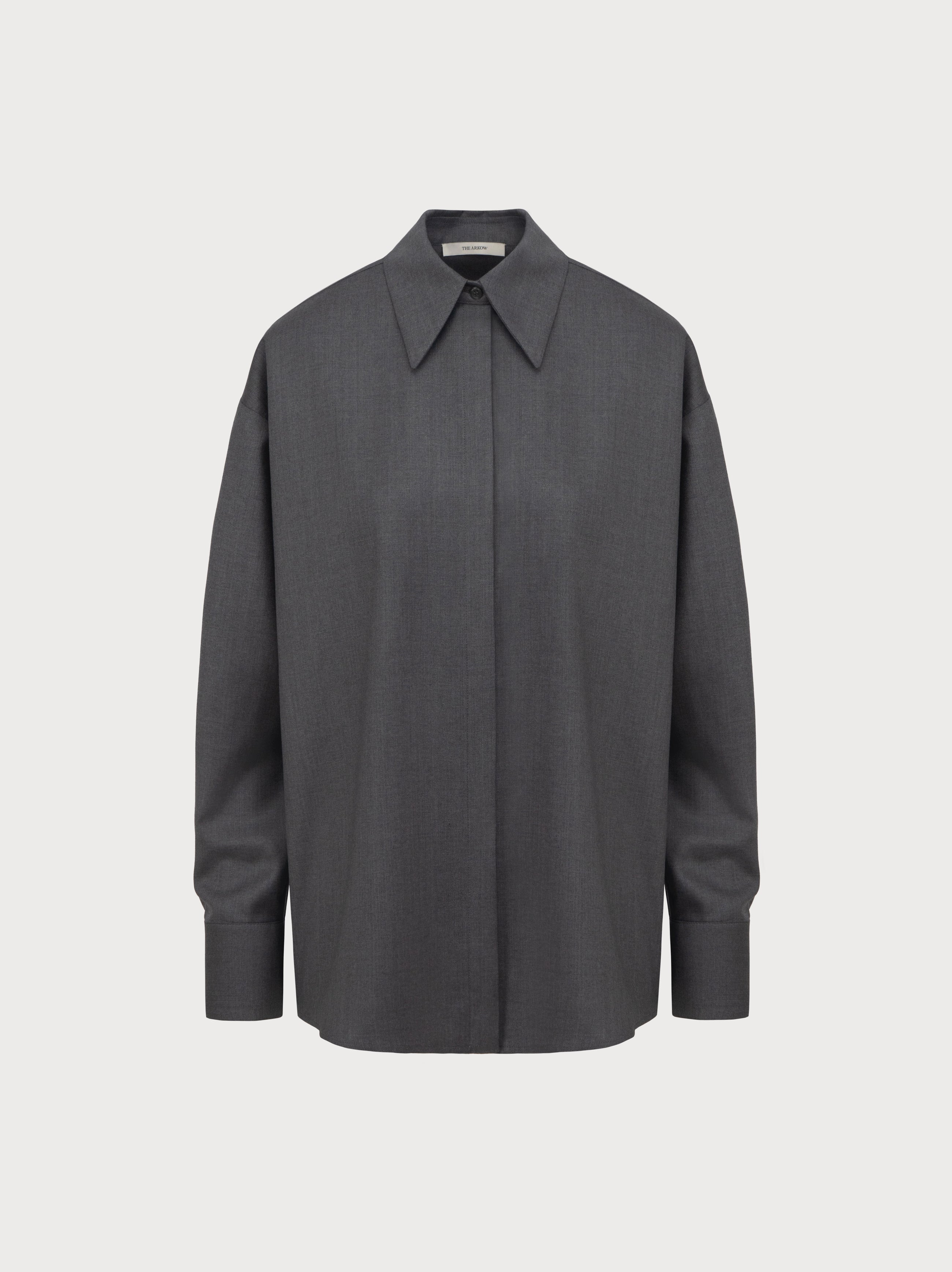 Gwen Shirt in Grey Virgin Wool