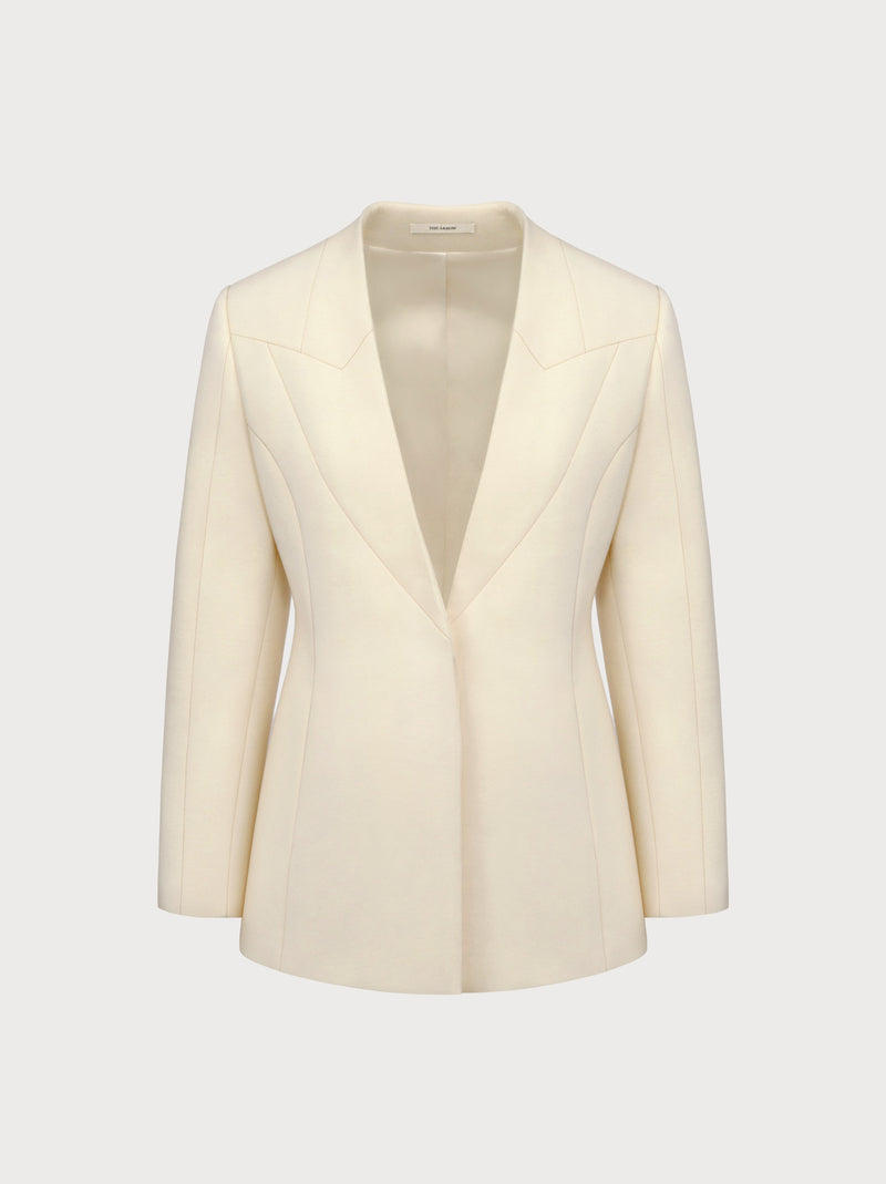 Helena Blazer in Ivory Virgin Wool