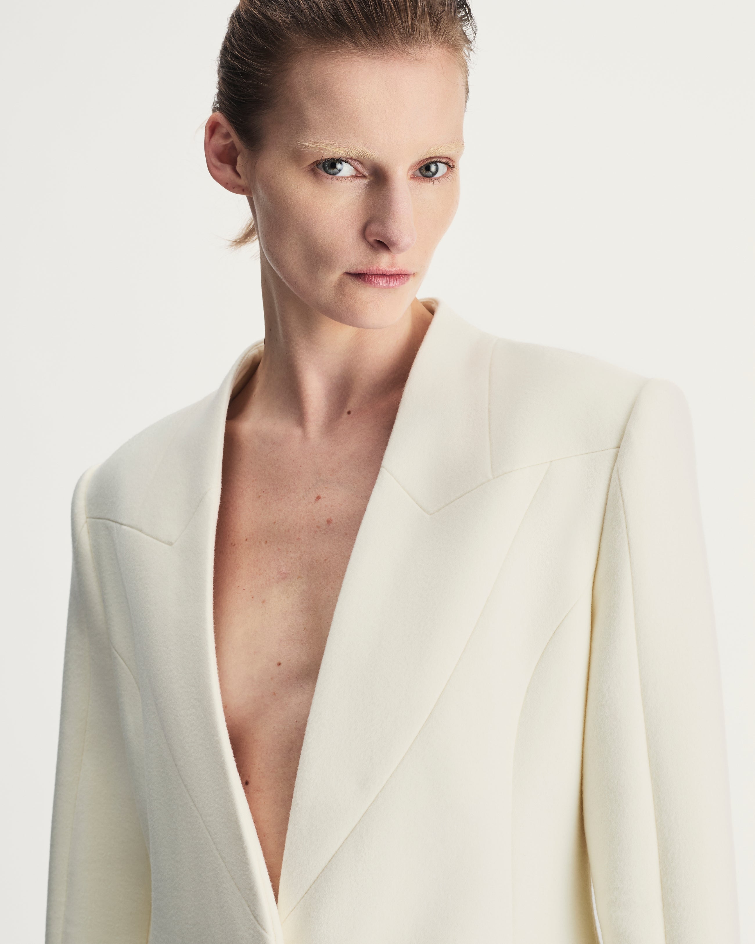 Helena Blazer in Ivory Virgin Wool