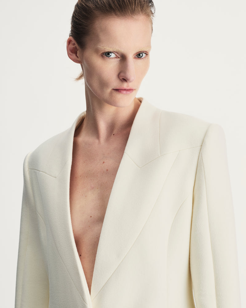 Helena Blazer in Ivory Virgin Wool
