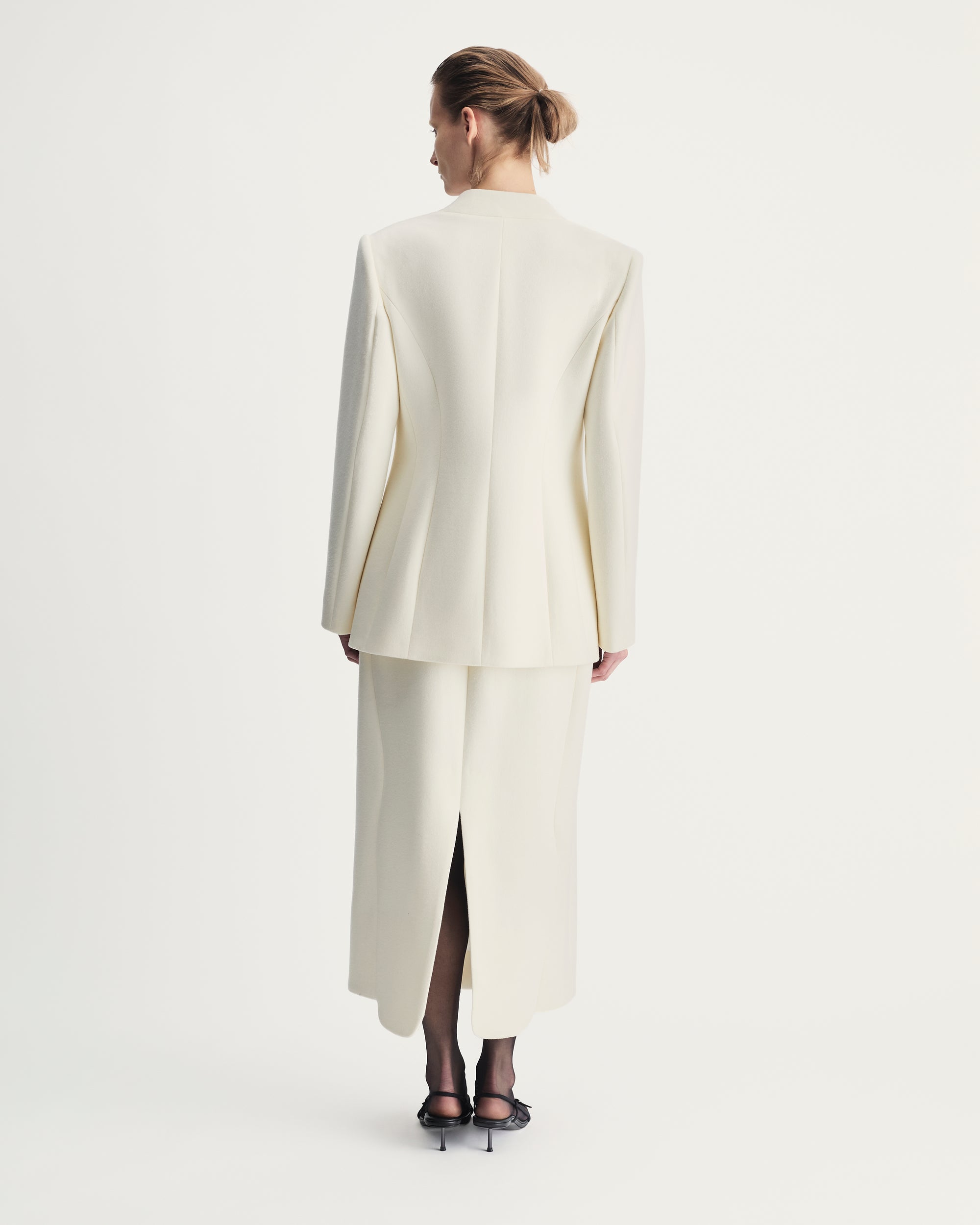 Helena Blazer in Ivory Virgin Wool