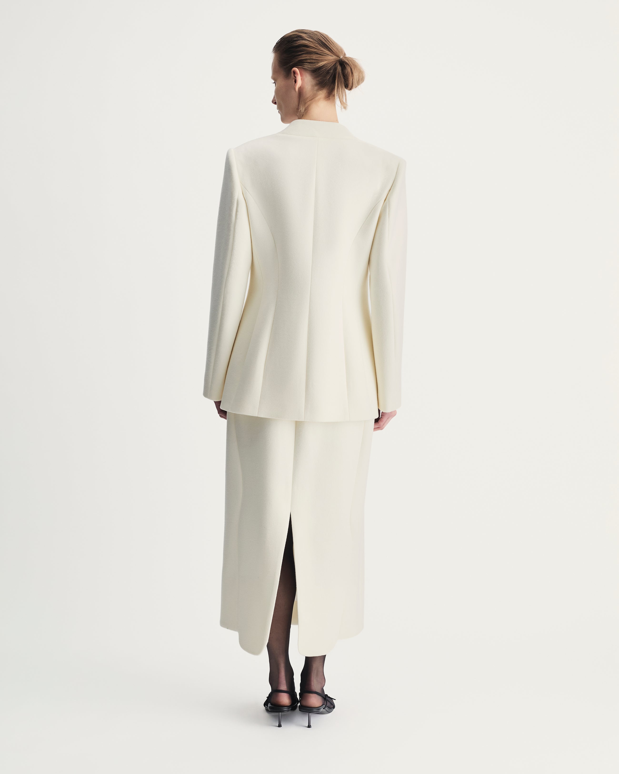 Helena Blazer in Ivory Virgin Wool