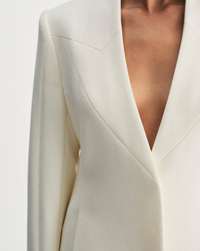 Helena Coat in Ivory Virgin Wool