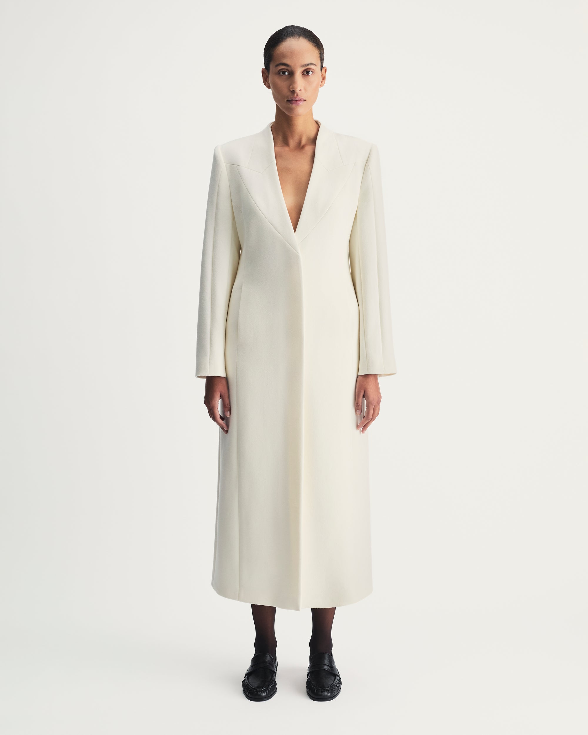 Helena Coat in Ivory Virgin Wool
