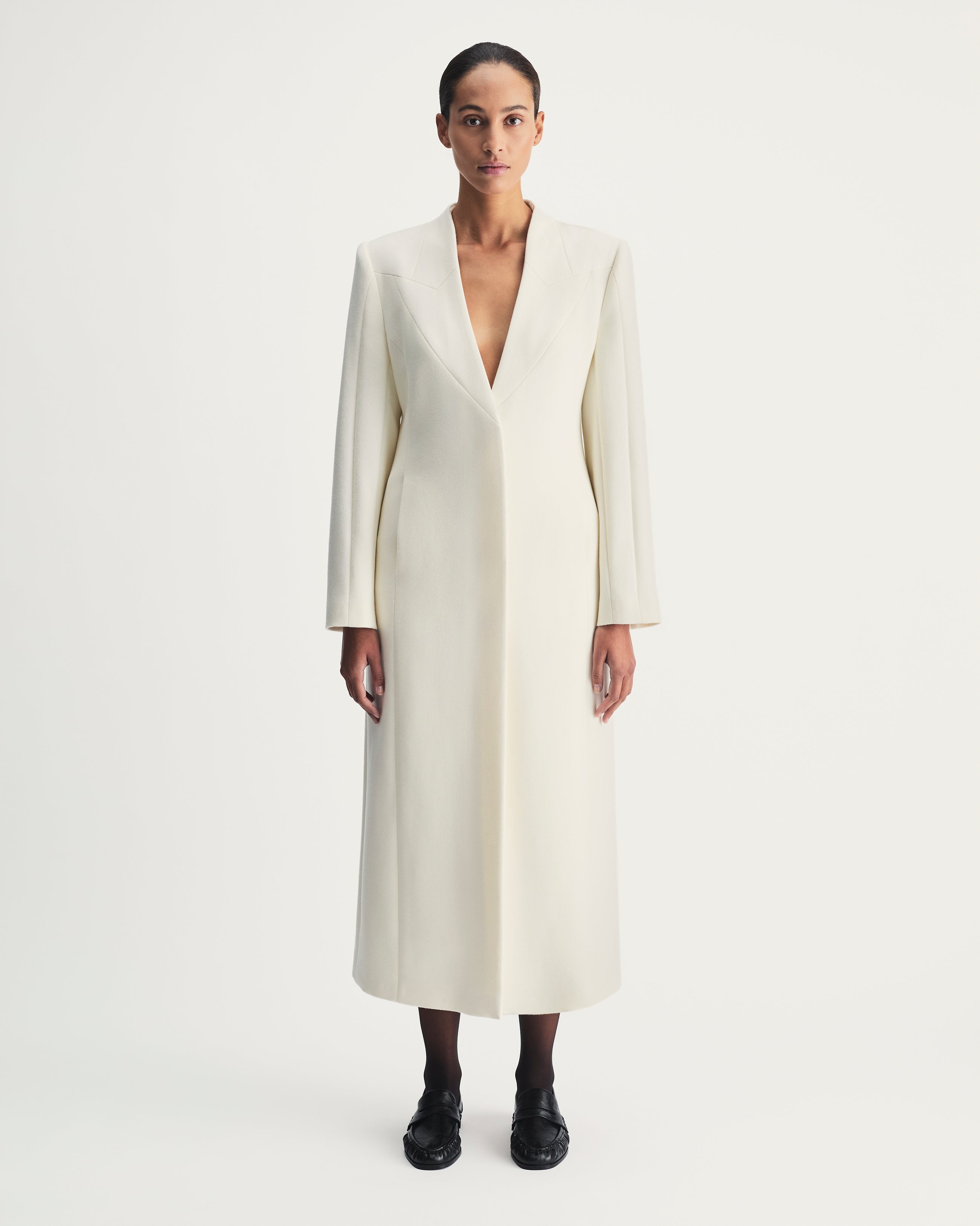 Helena Coat in Ivory Virgin Wool
