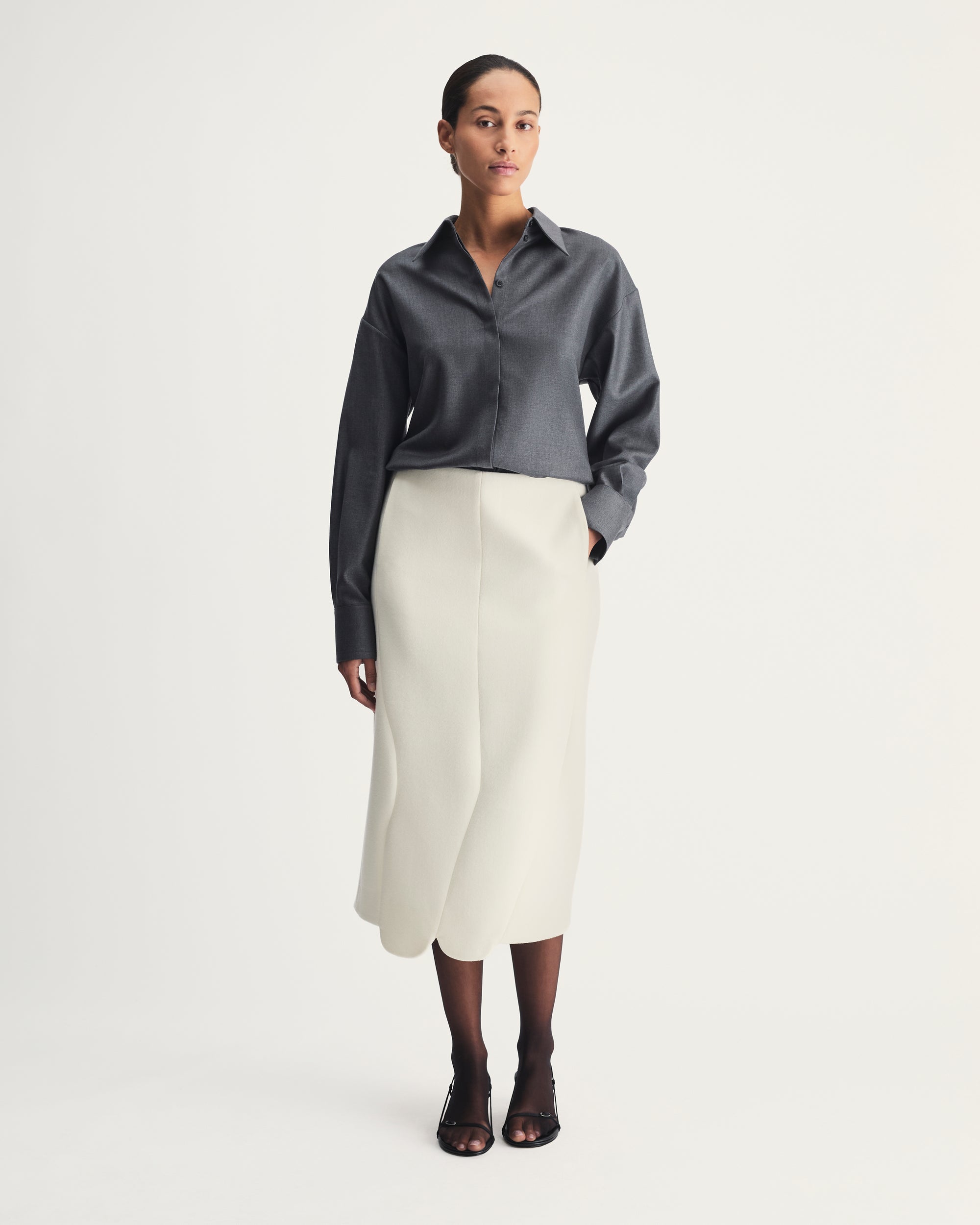 Izabela Skirt in Ivory Virgin Wool