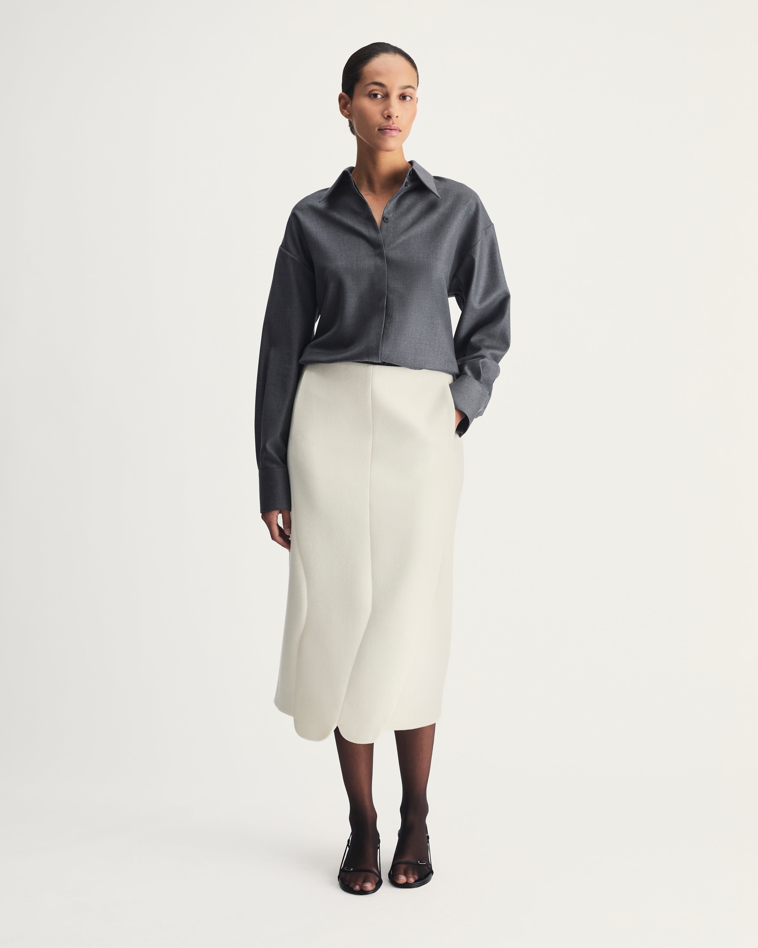 Izabela Skirt in Ivory Virgin Wool