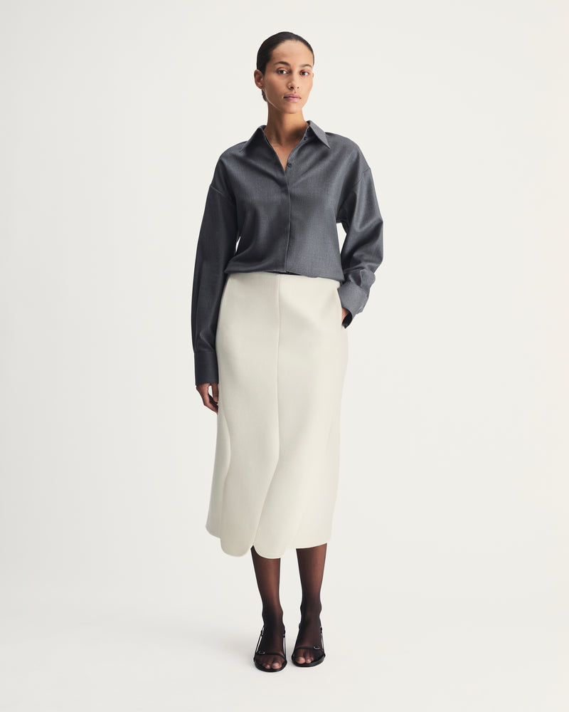 Izabela Skirt in Ivory Virgin Wool