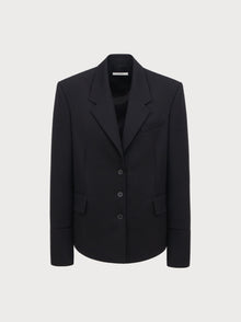 Black blazer on a light gray background
