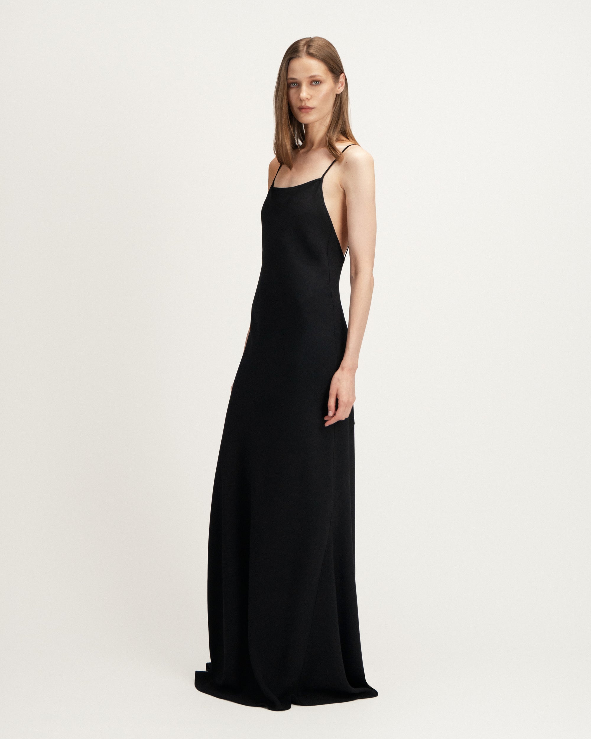 Laura Dress in Black Crepe