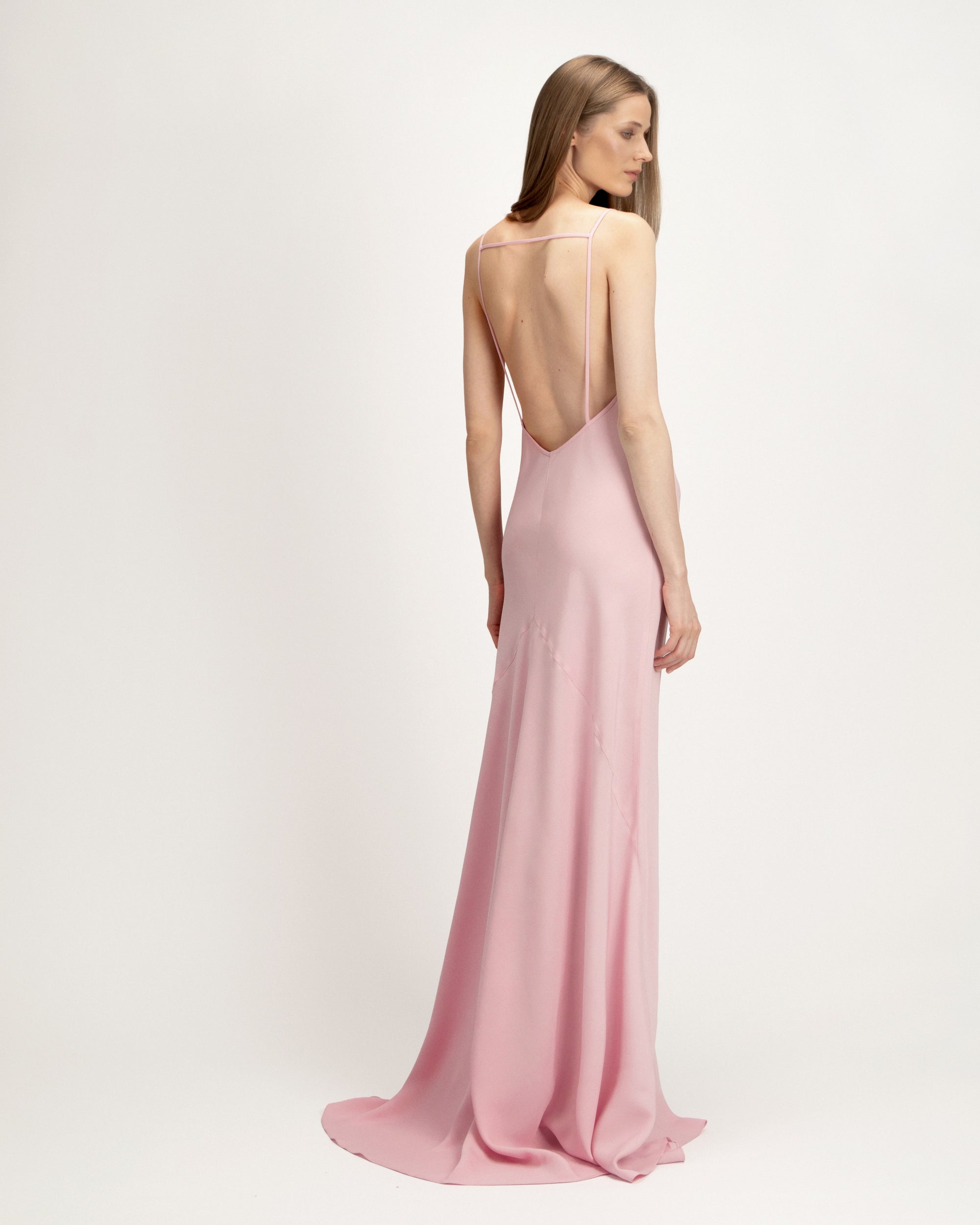 Laura Dress in Pink Crepe