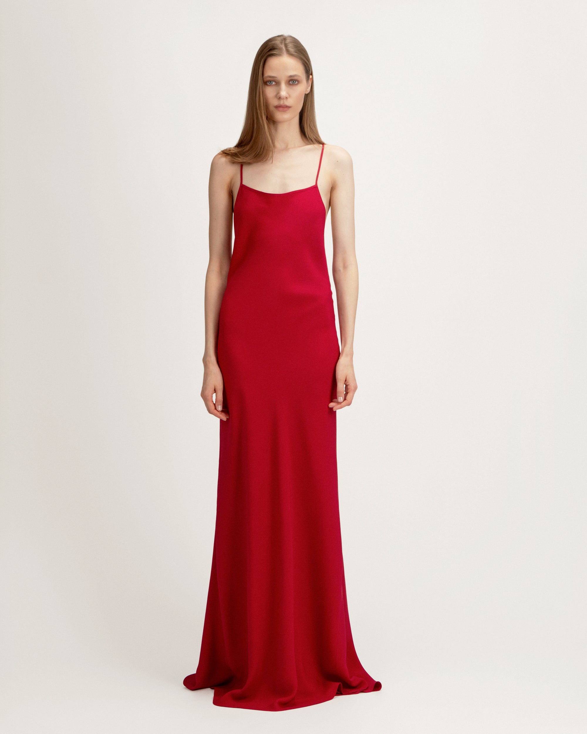 Laura Dress in Red Crepe