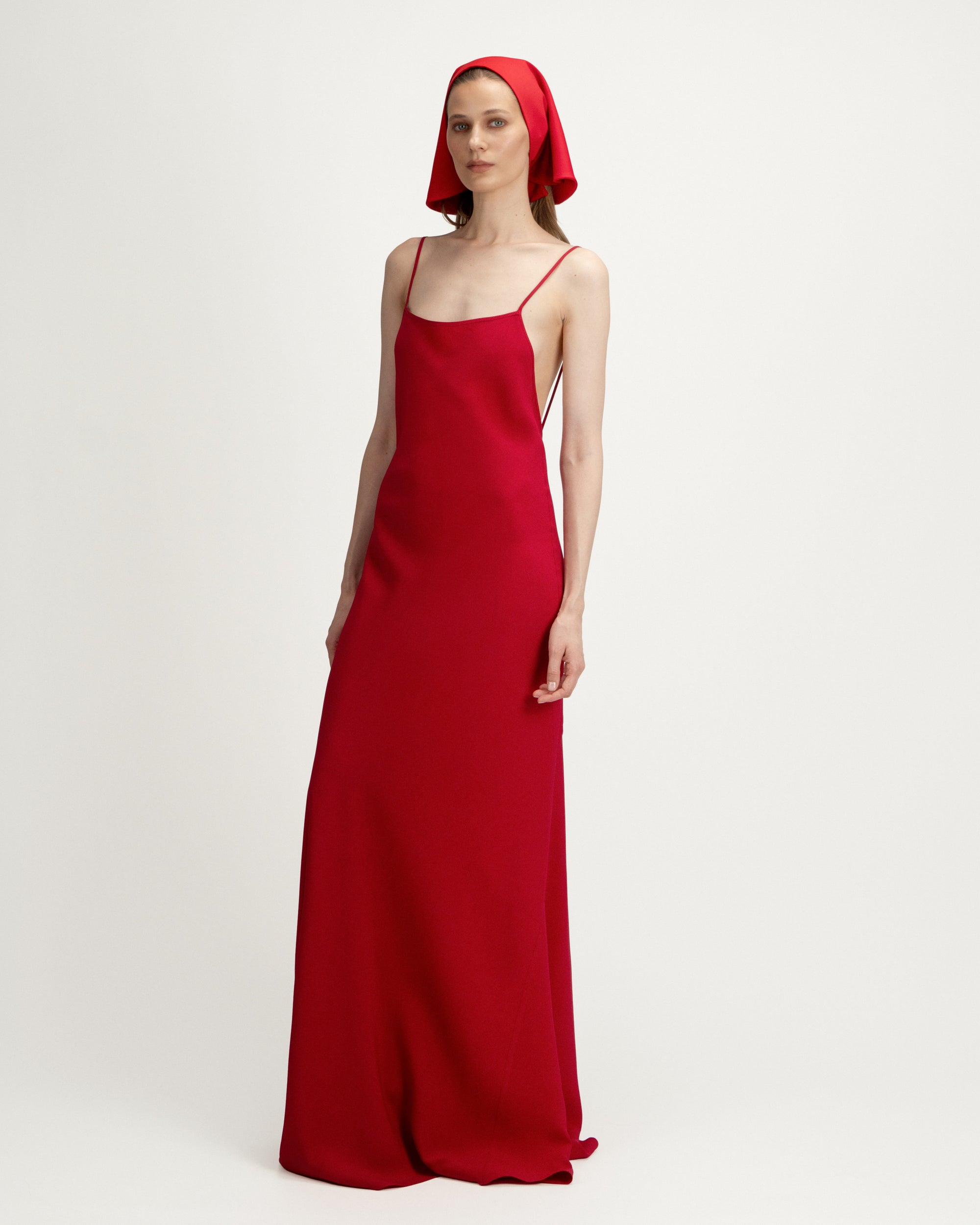 Laura Dress in Red Crepe
