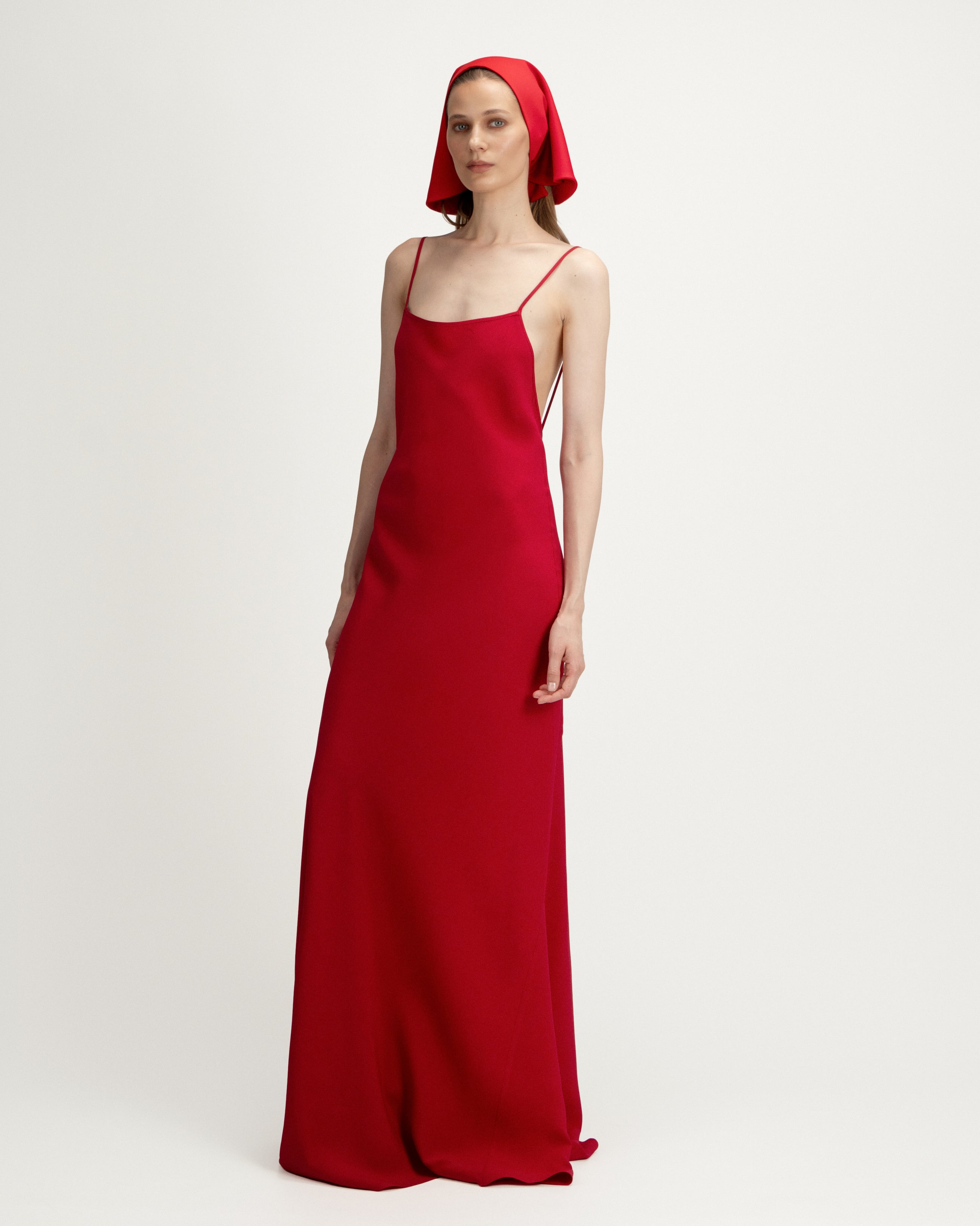 Laura Dress in Red Crepe