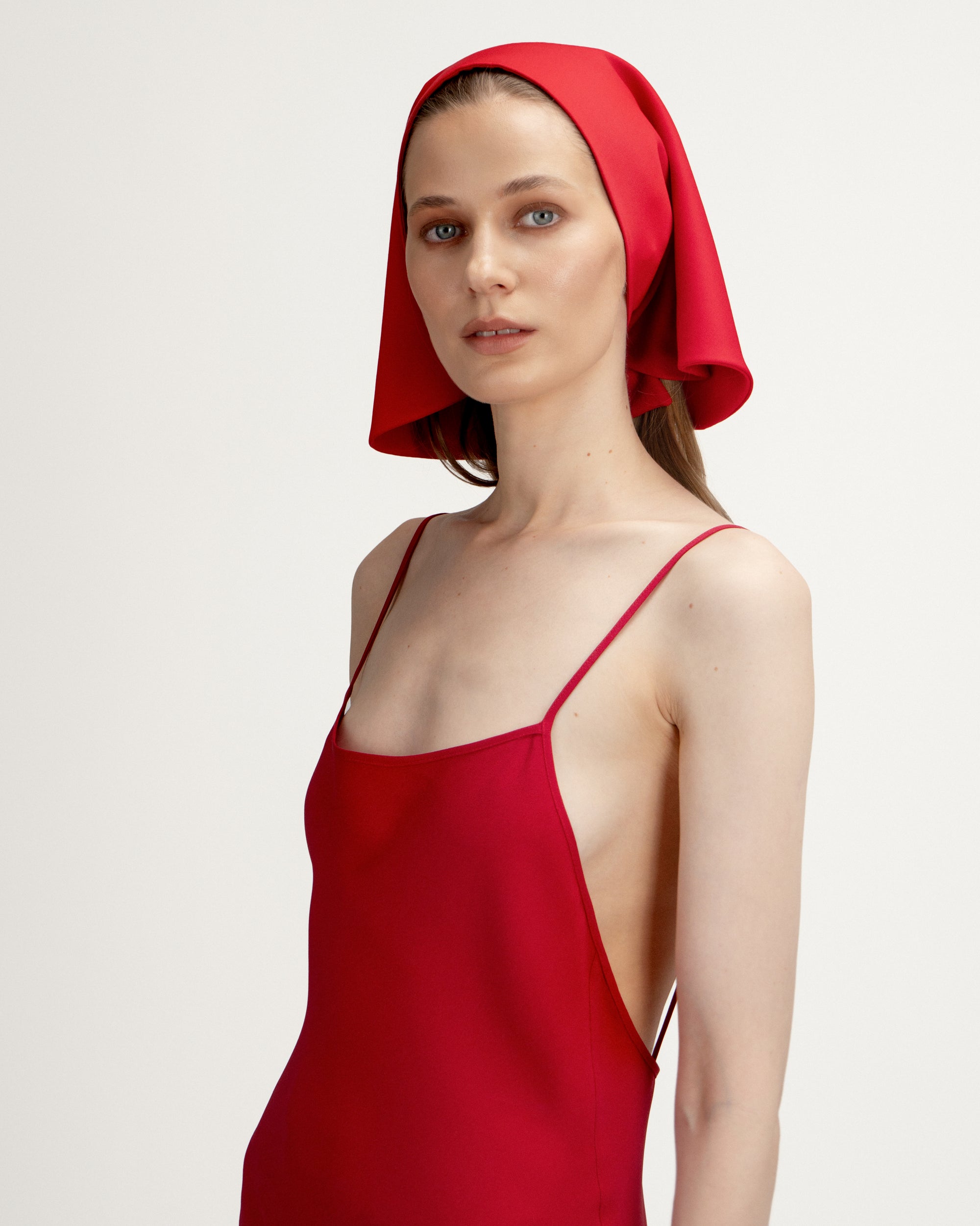Laura Dress in Red Crepe